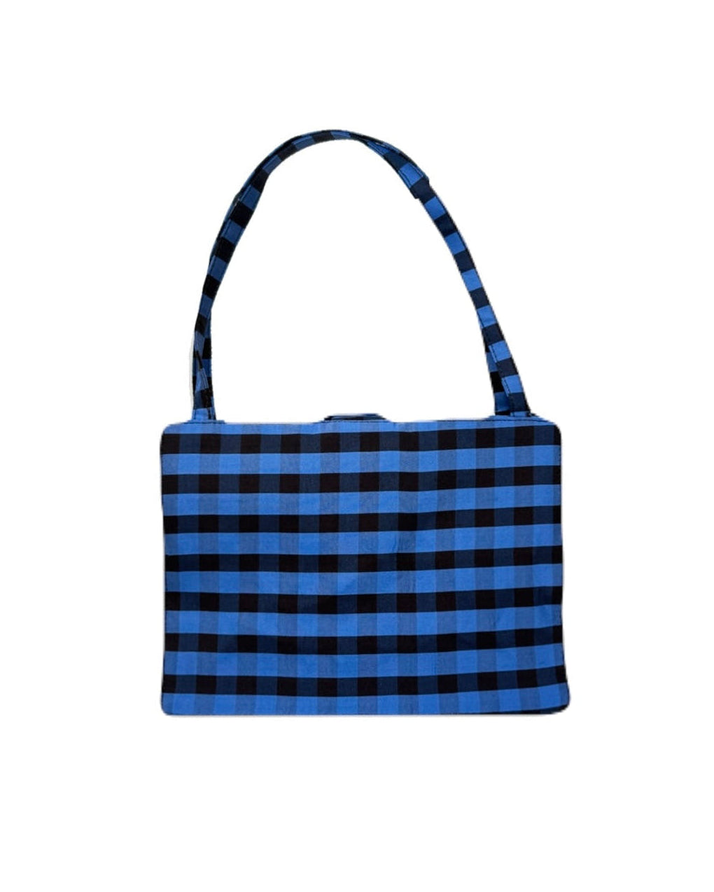 MINI LADY BAG IN GINGHAM BLUE BROWN