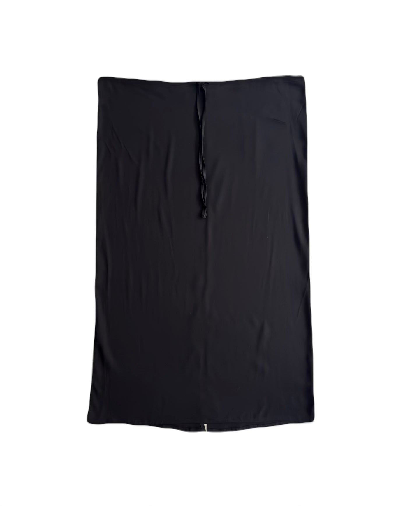 DRAWSTRING MAXI SKIRT IN BLACK SATIN