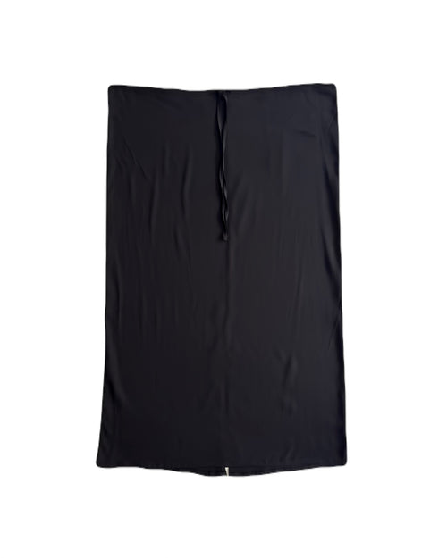 DRAWSTRING MAXI SKIRT IN BLACK SATIN