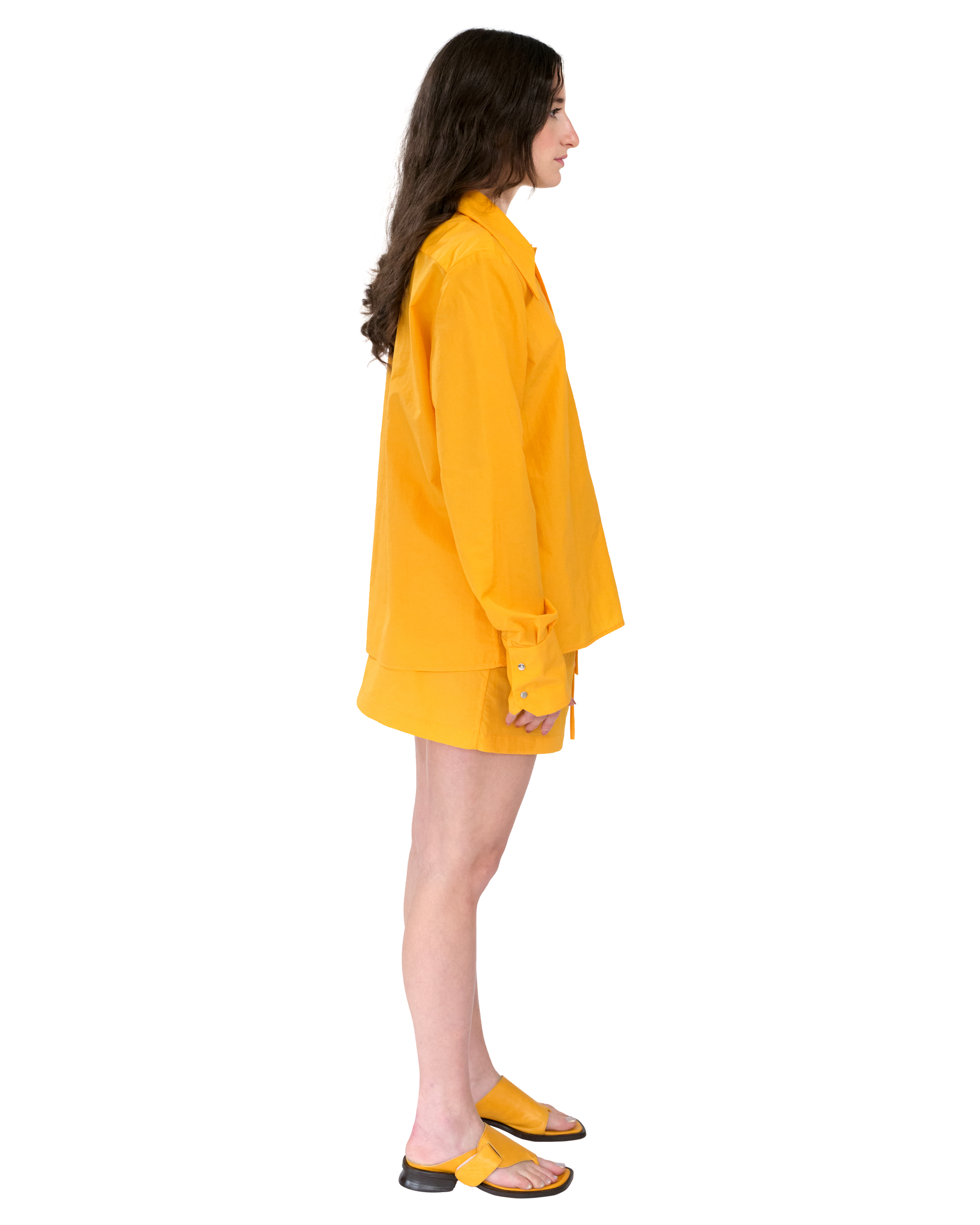 SNAP DOWN SHIRT IN MUSTARD NYLON