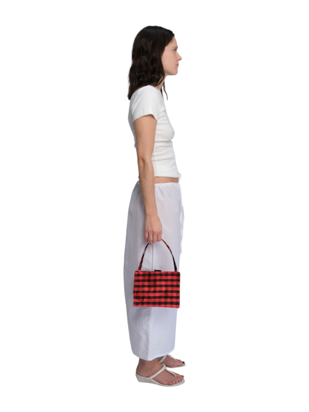 MINI LADY BAG IN GINGHAM RED BROWN