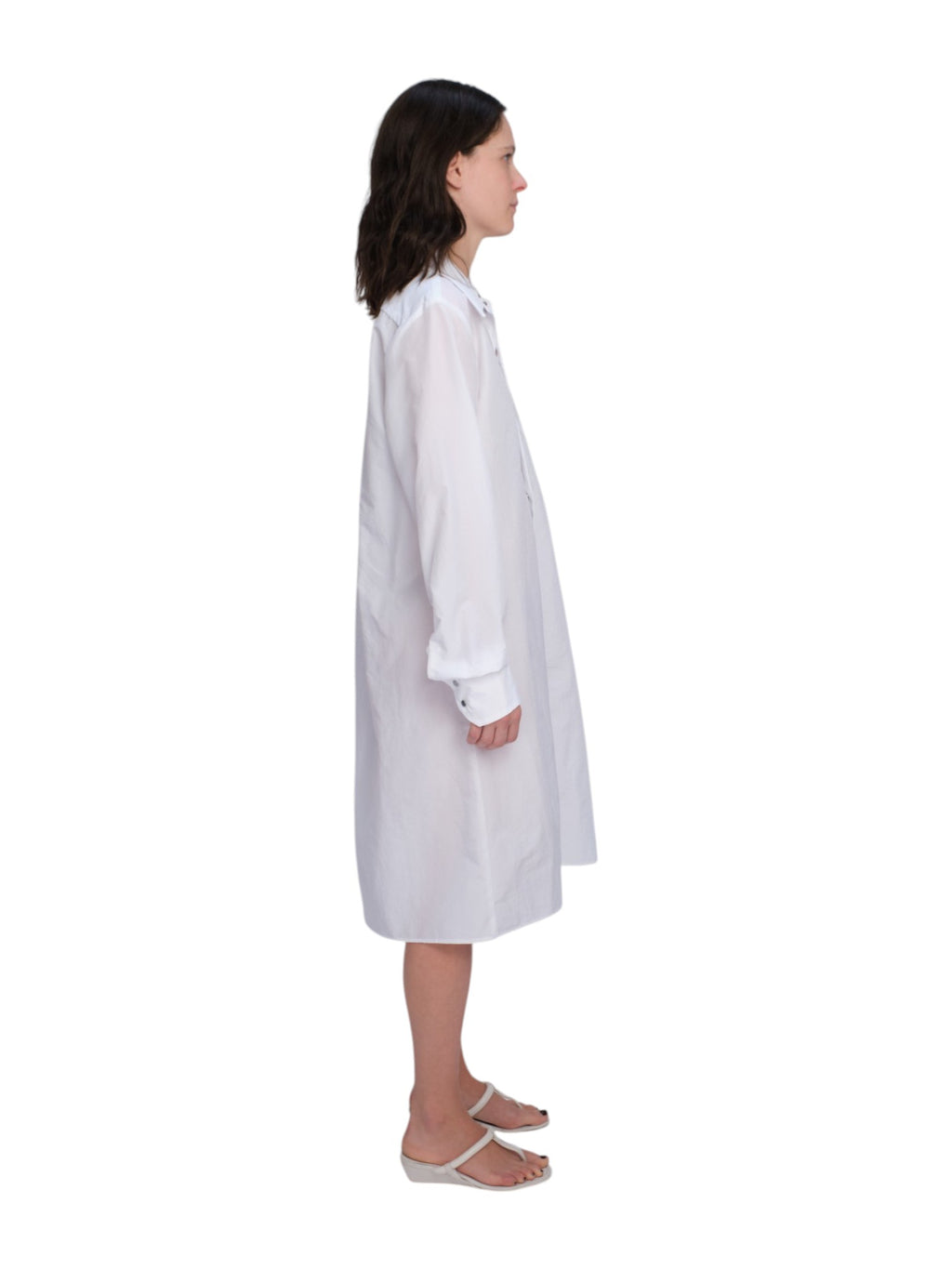 SNAP DOWN DRESS IN WHITE NYLON