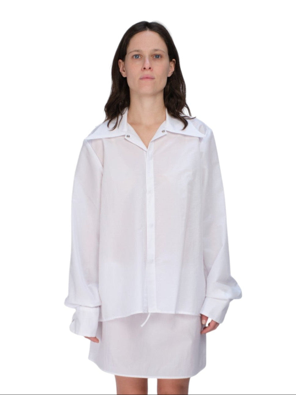 COA NYC | SNAP DOWN SHIRT IN WHITE NYLON