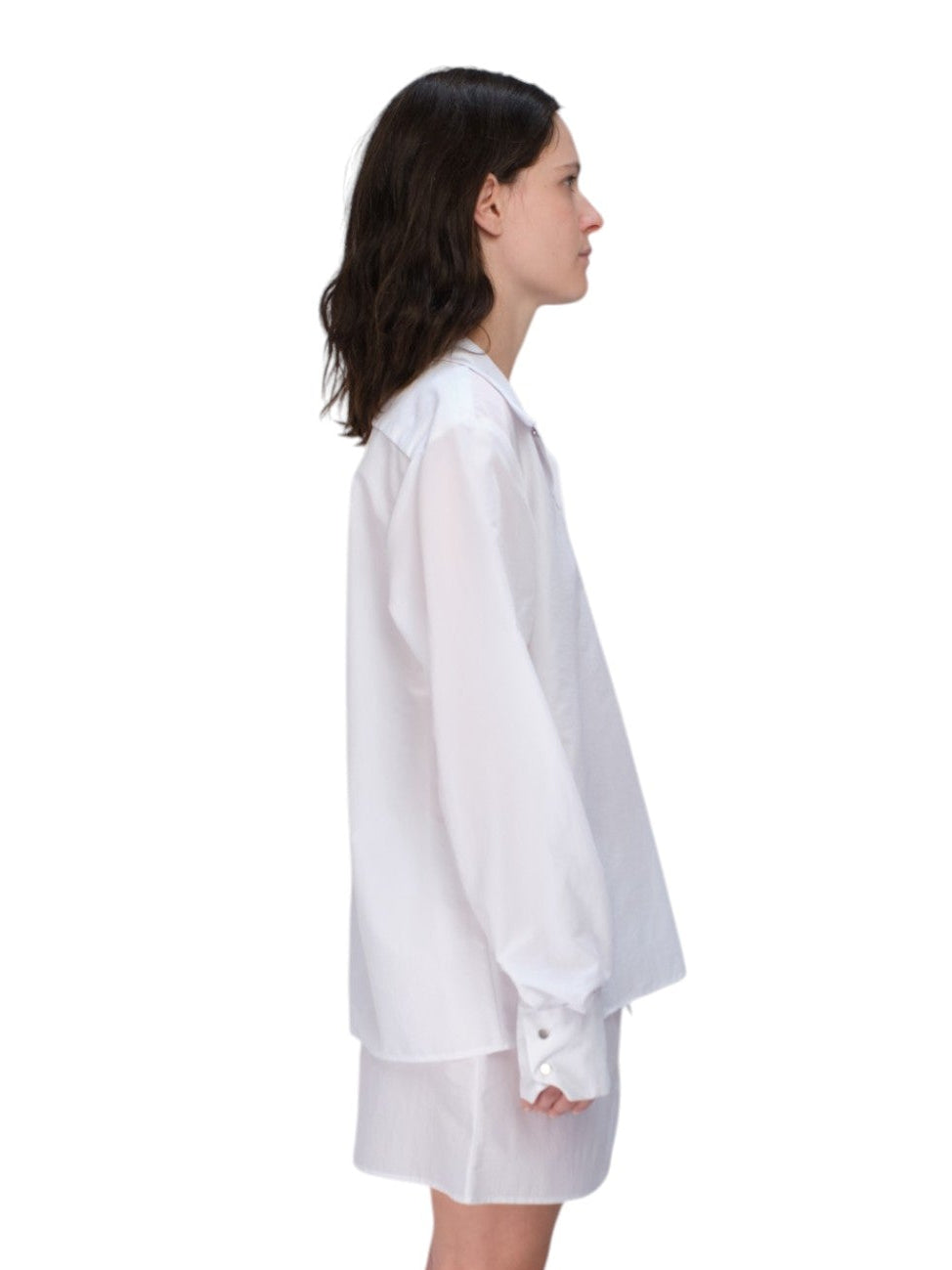 SNAP DOWN SHIRT IN WHITE NYLON