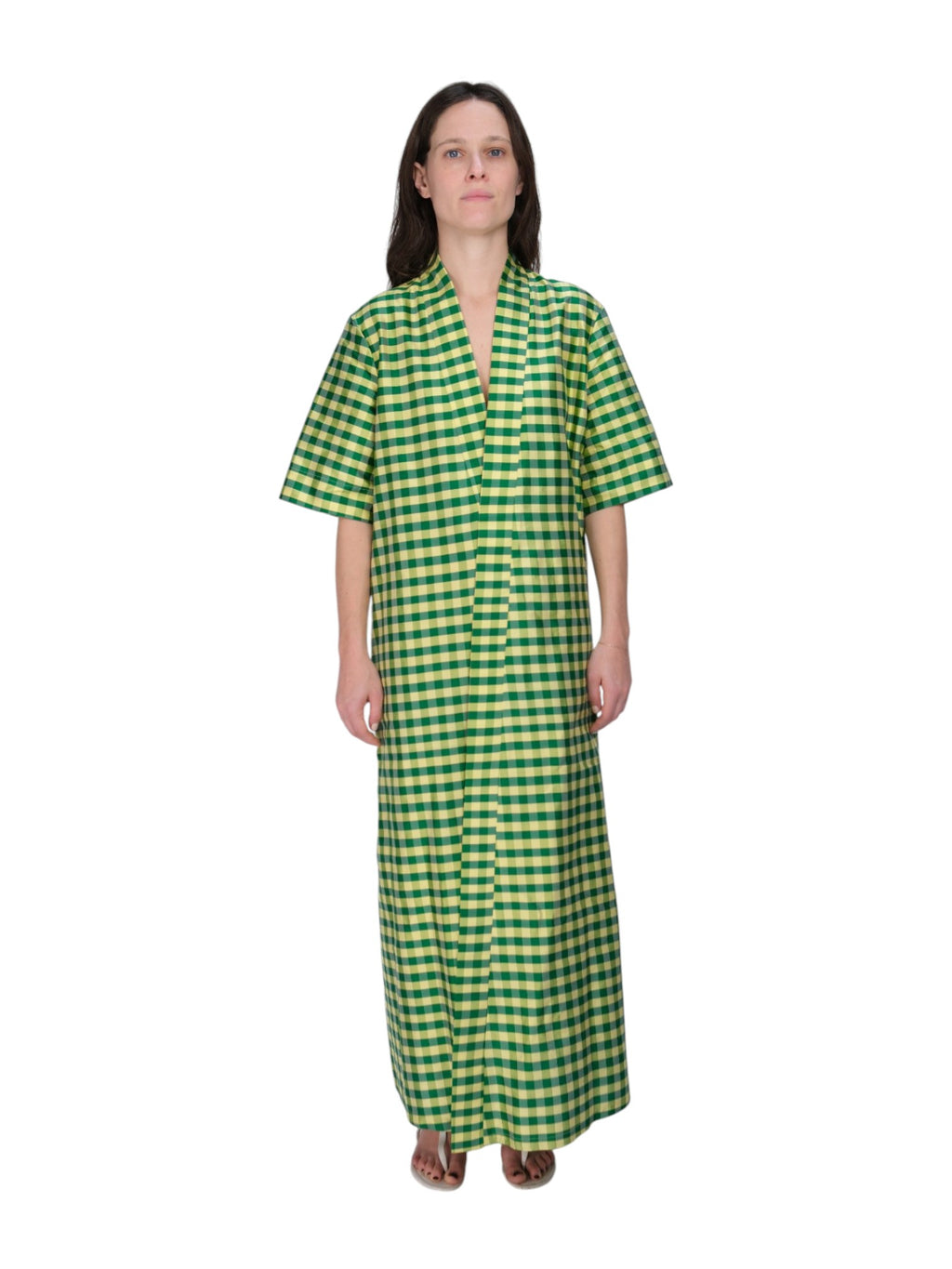 COA NYC | LONG TUNIC IN GINGHAM GREEN YELLOW