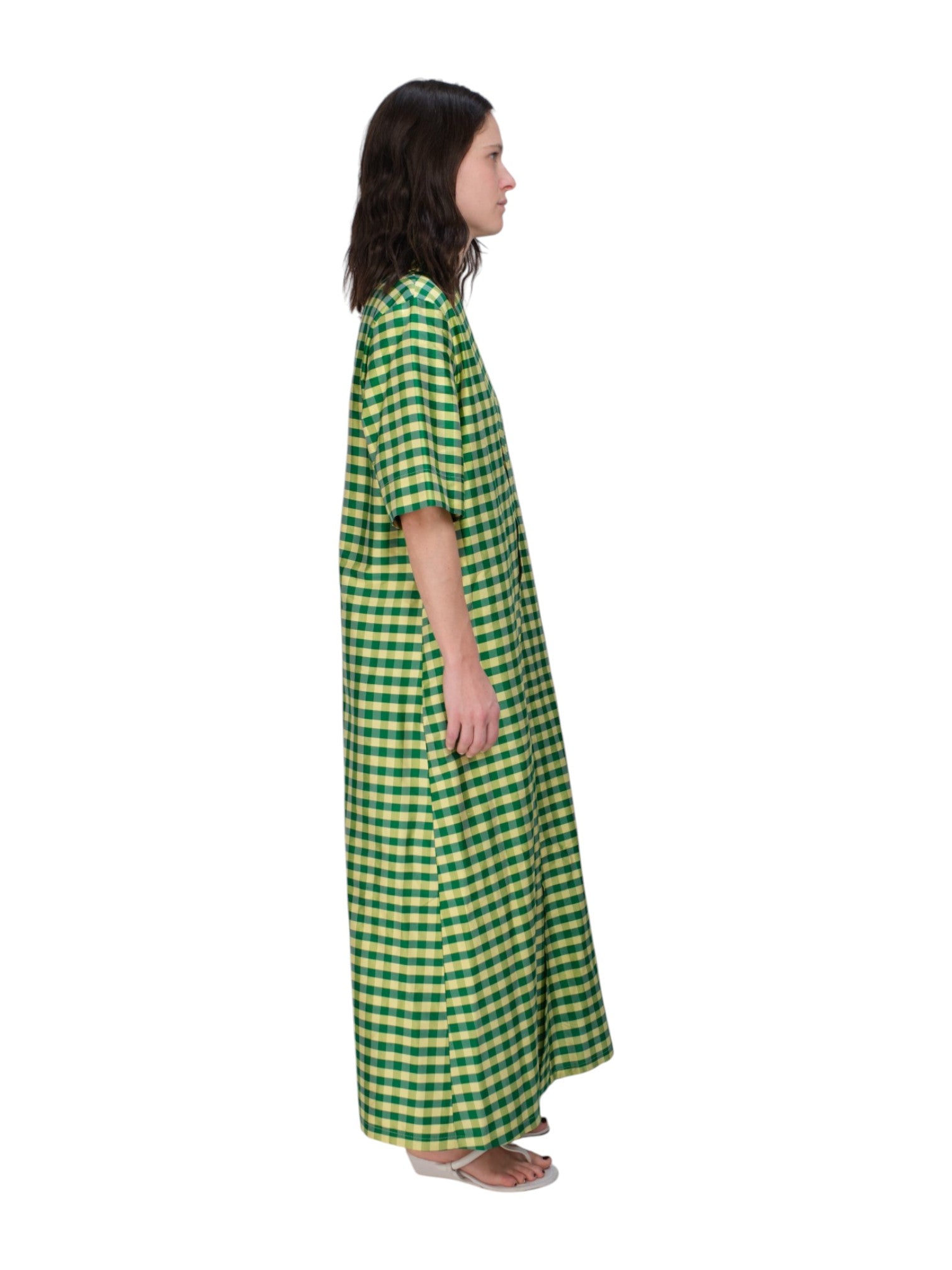 COA NYC | LONG TUNIC IN GINGHAM GREEN YELLOW