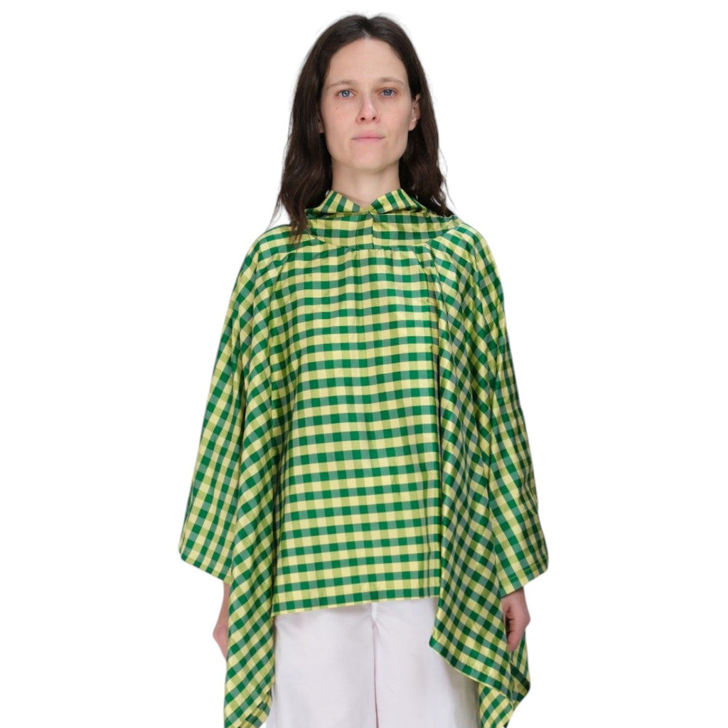 COA NYC |PONCHO IN GINGHAM GREEN YELLOW