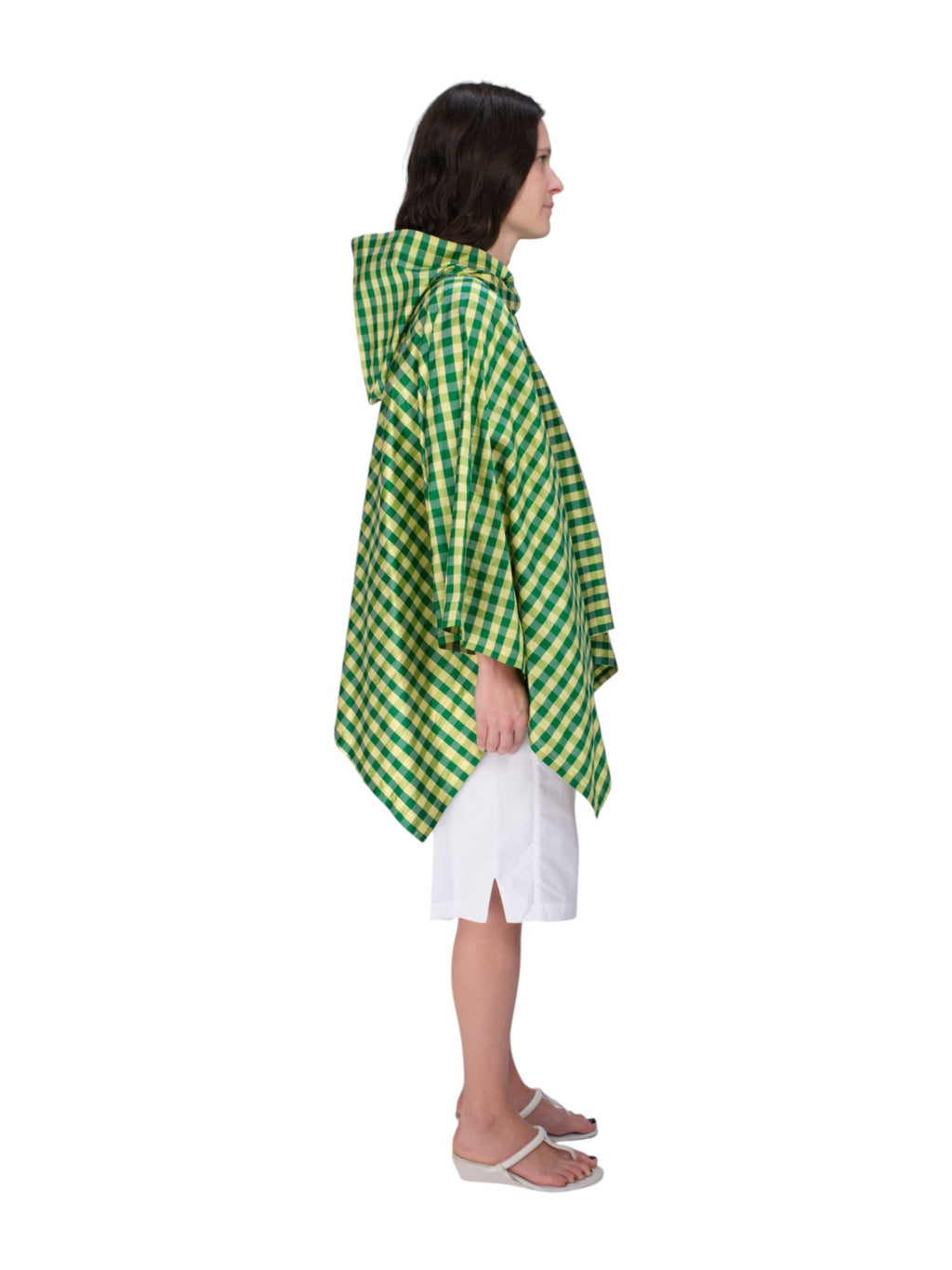 COA NYC |PONCHO IN GINGHAM GREEN YELLOW
