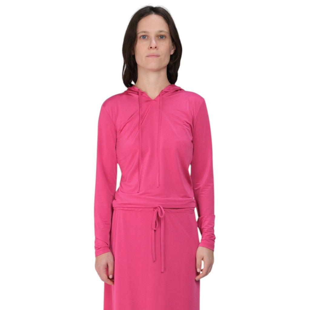 COA NYC |HOODIE IN BUBBLE GUM SPANDEX 