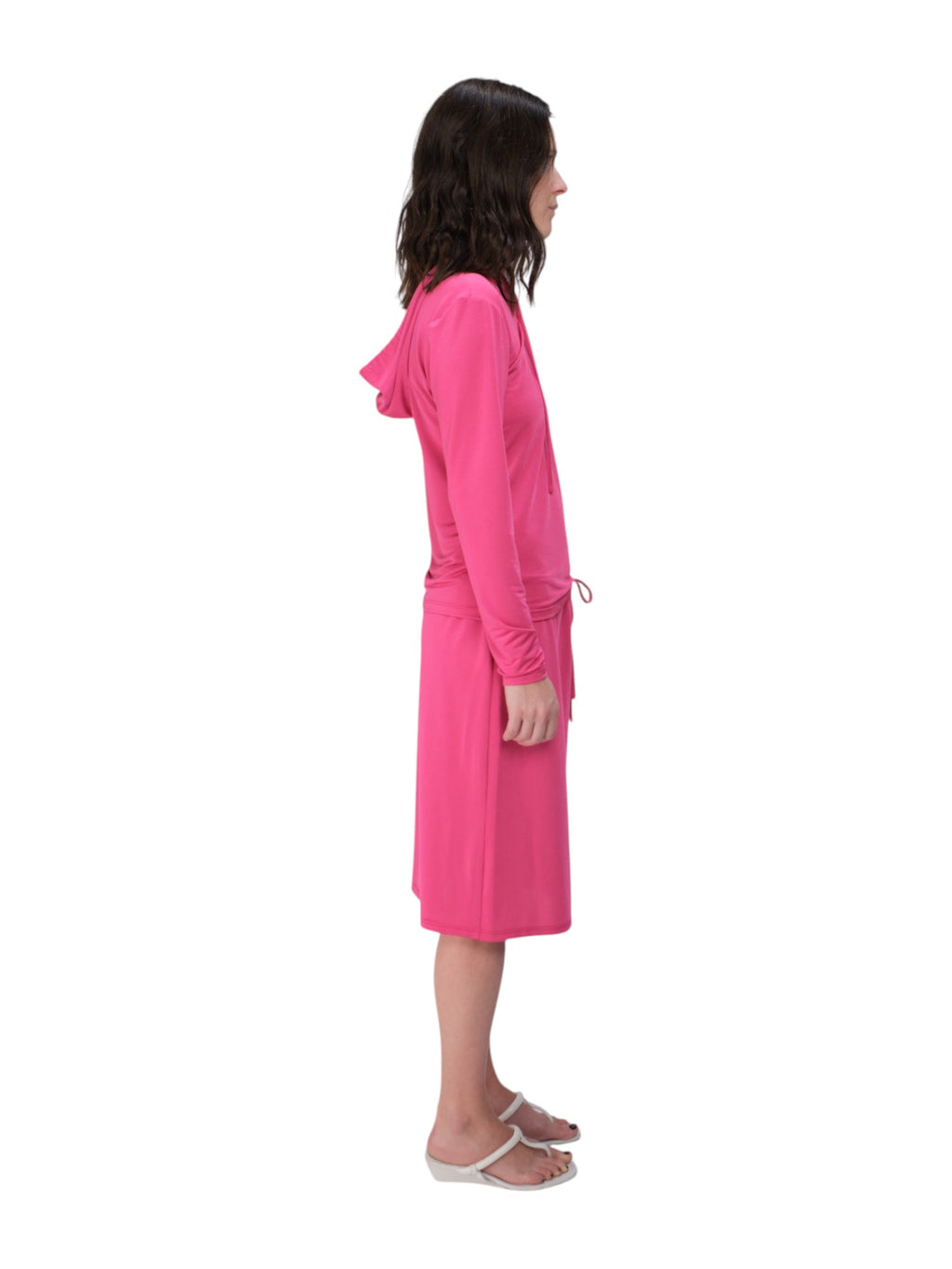 COA NYC |HOODIE IN BUBBLE GUM SPANDEX 