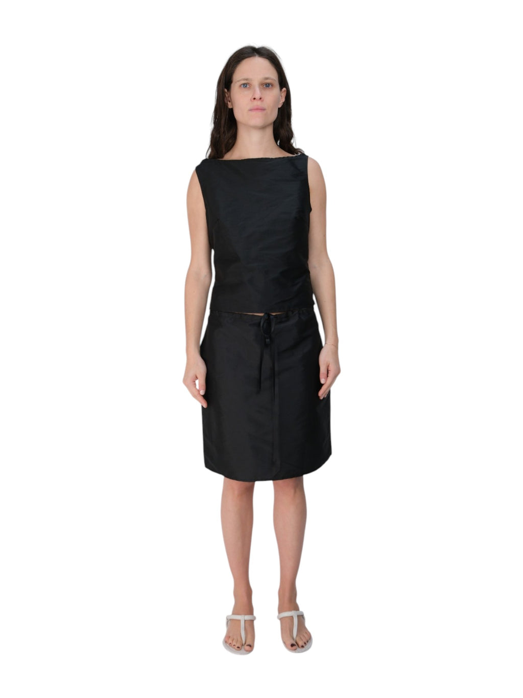 COA NYC | DRAWSTRING MIDI SKIRT IN BLACK SILK