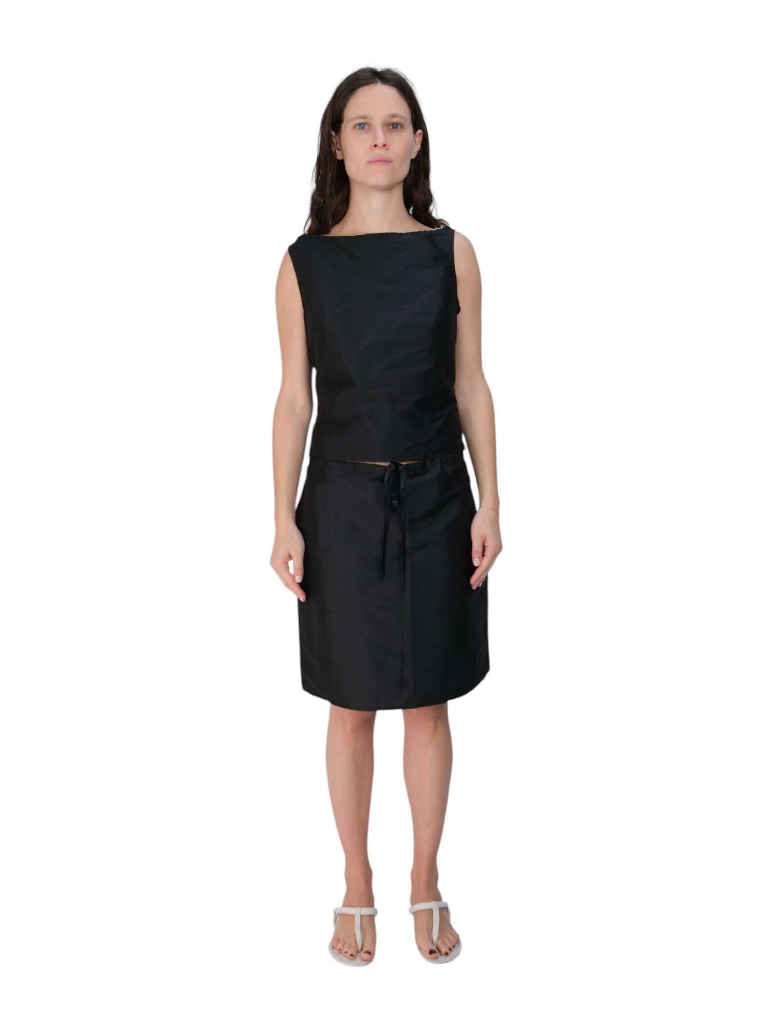 COA NYC | DRAWSTRING MIDI SKIRT IN BLACK SILK