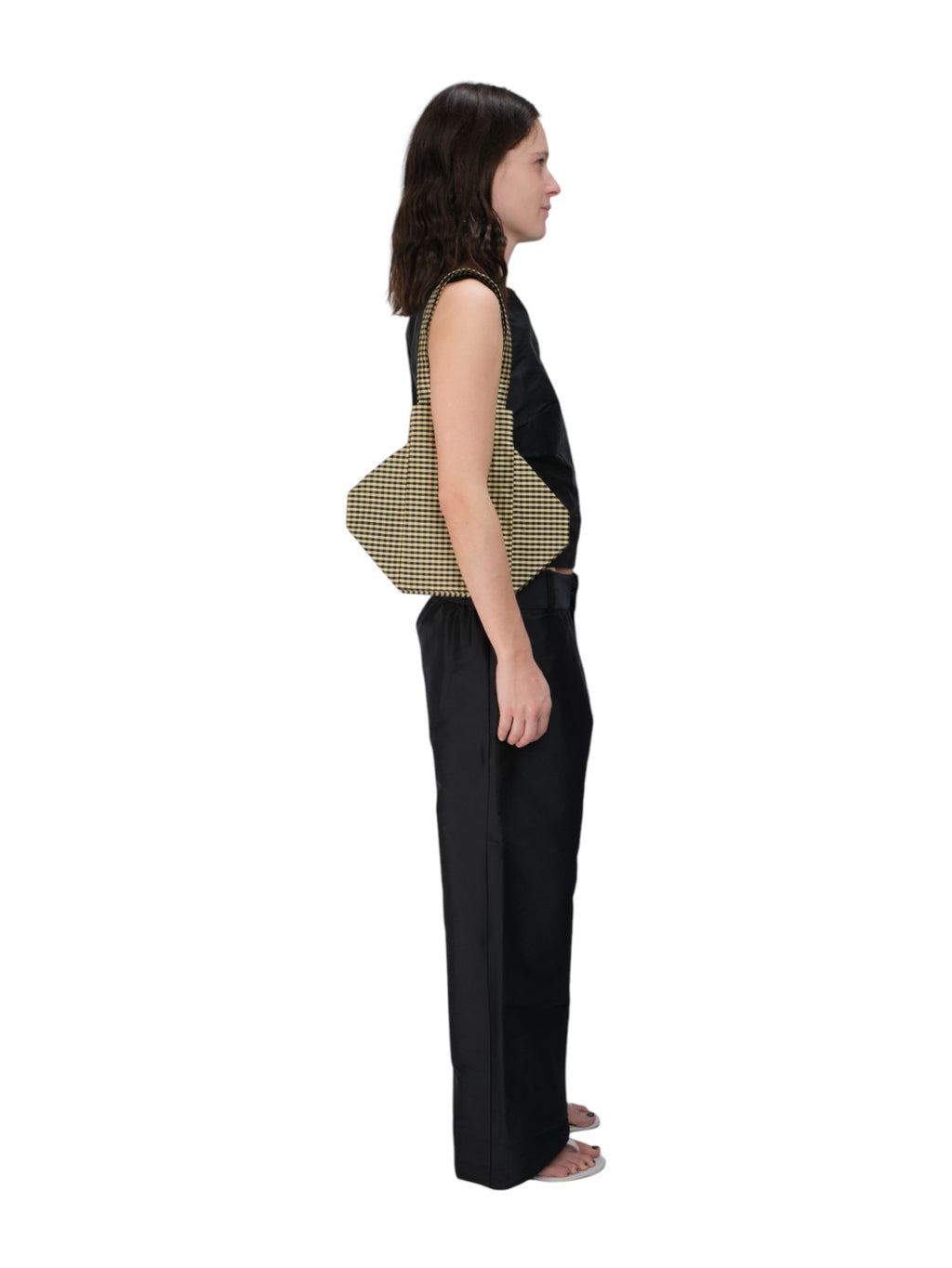 COA NYC |EVERYDAY BAG IN GINGHAM BLACK TAN