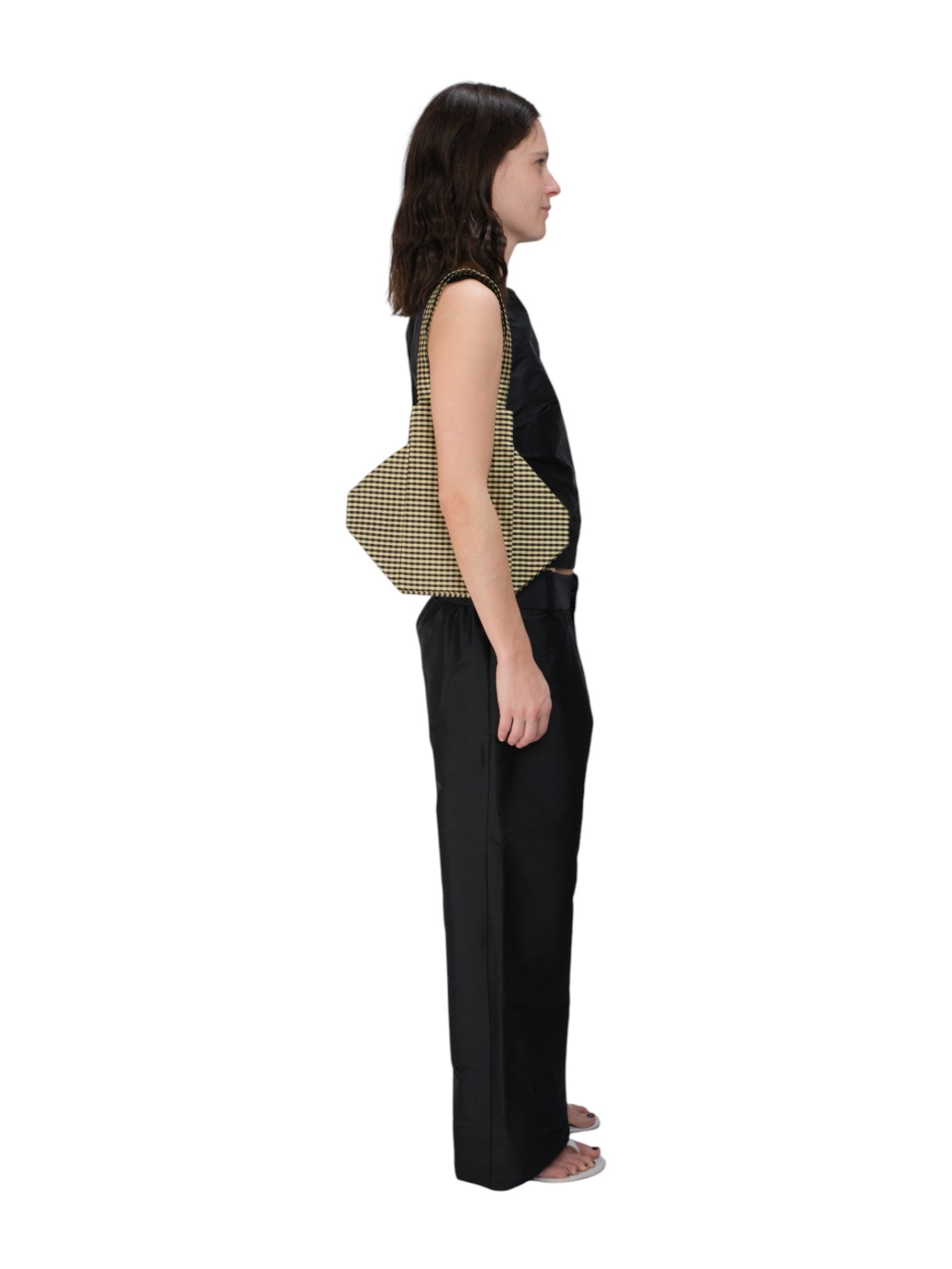 COA NYC |EVERYDAY BAG IN GINGHAM BLACK TAN