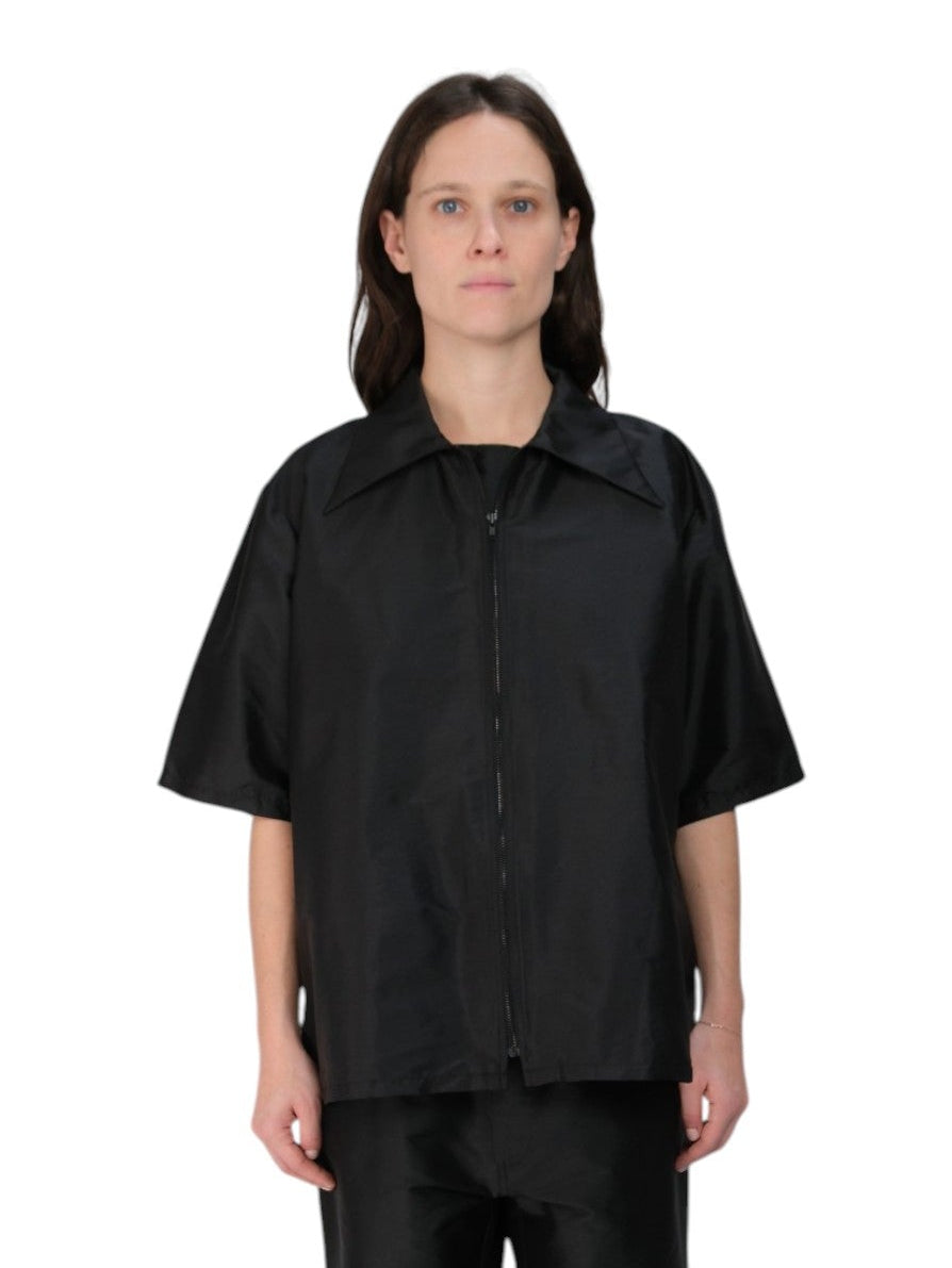 COA NYC | SS ZIP DOWN SHIRT IN BLACK SILK
