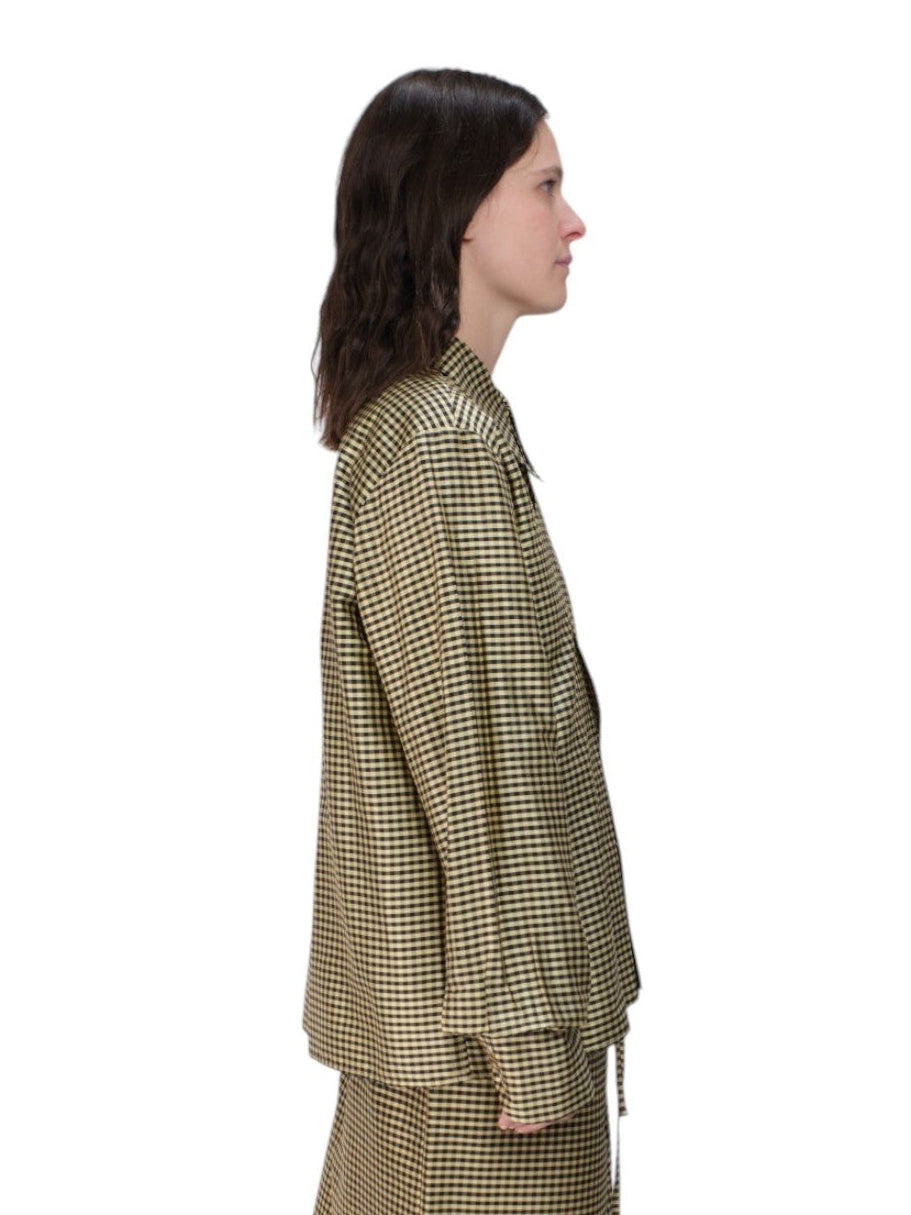 SNAP DOWN SHIRT IN GINGHAM BLACK TAN