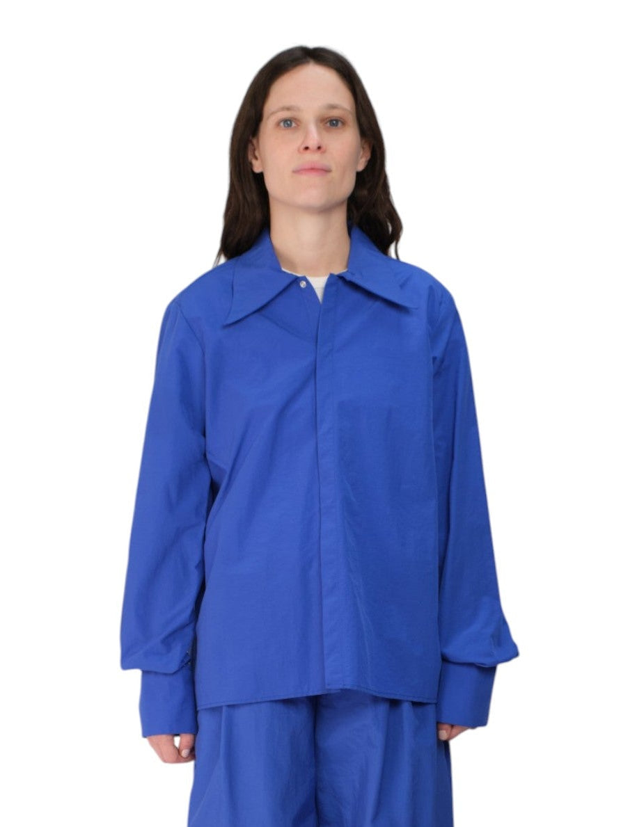 COA NYC | SNAP DOWN SHIRT IN ROYAL NYLON