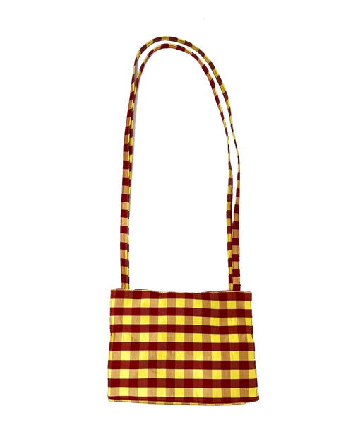 LADY STRAP BAG IN GINGHAM RED YELLOW
