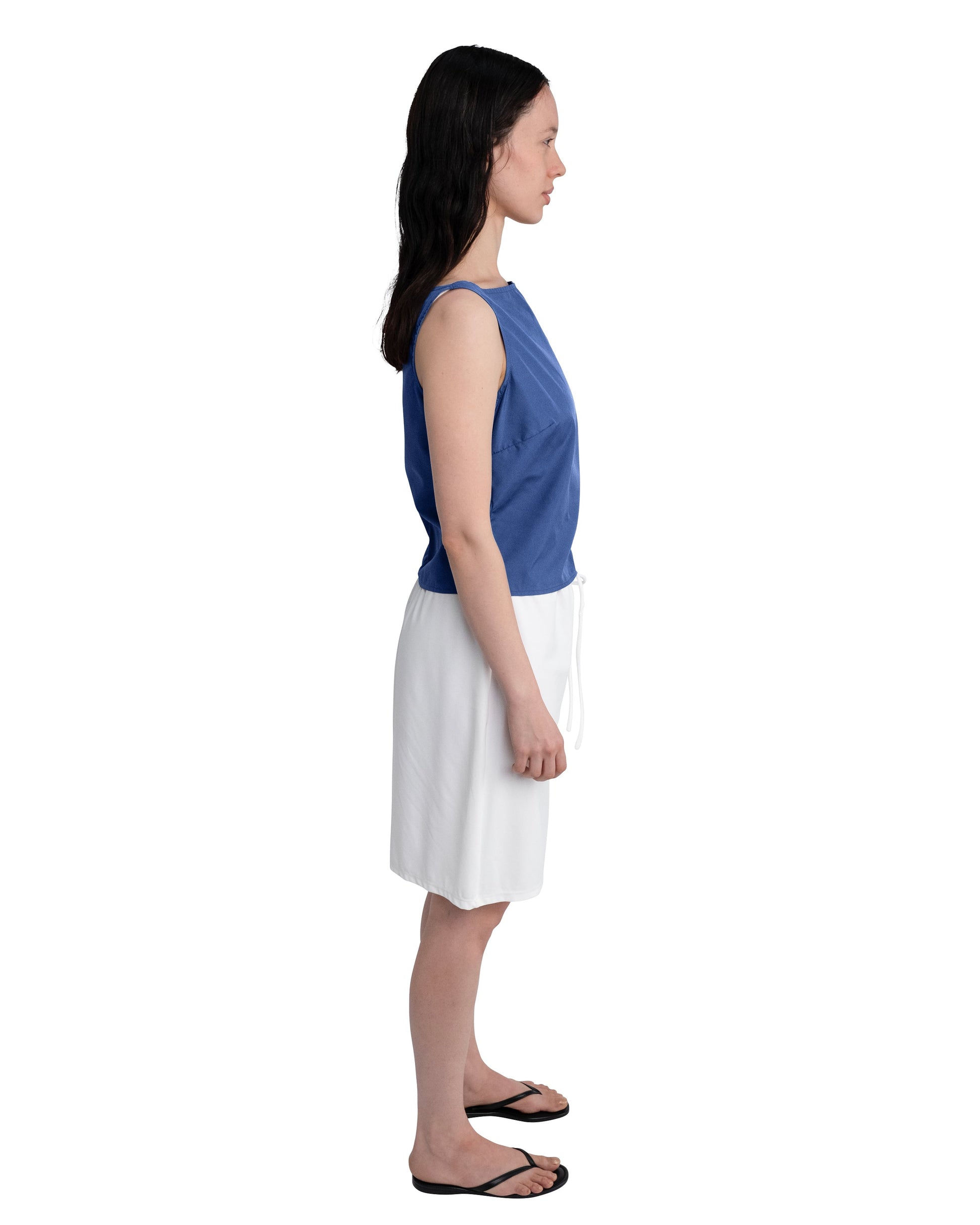 COA NYC | DRAWSTRING MIDI SKIRT IN WHITE SPANDEX