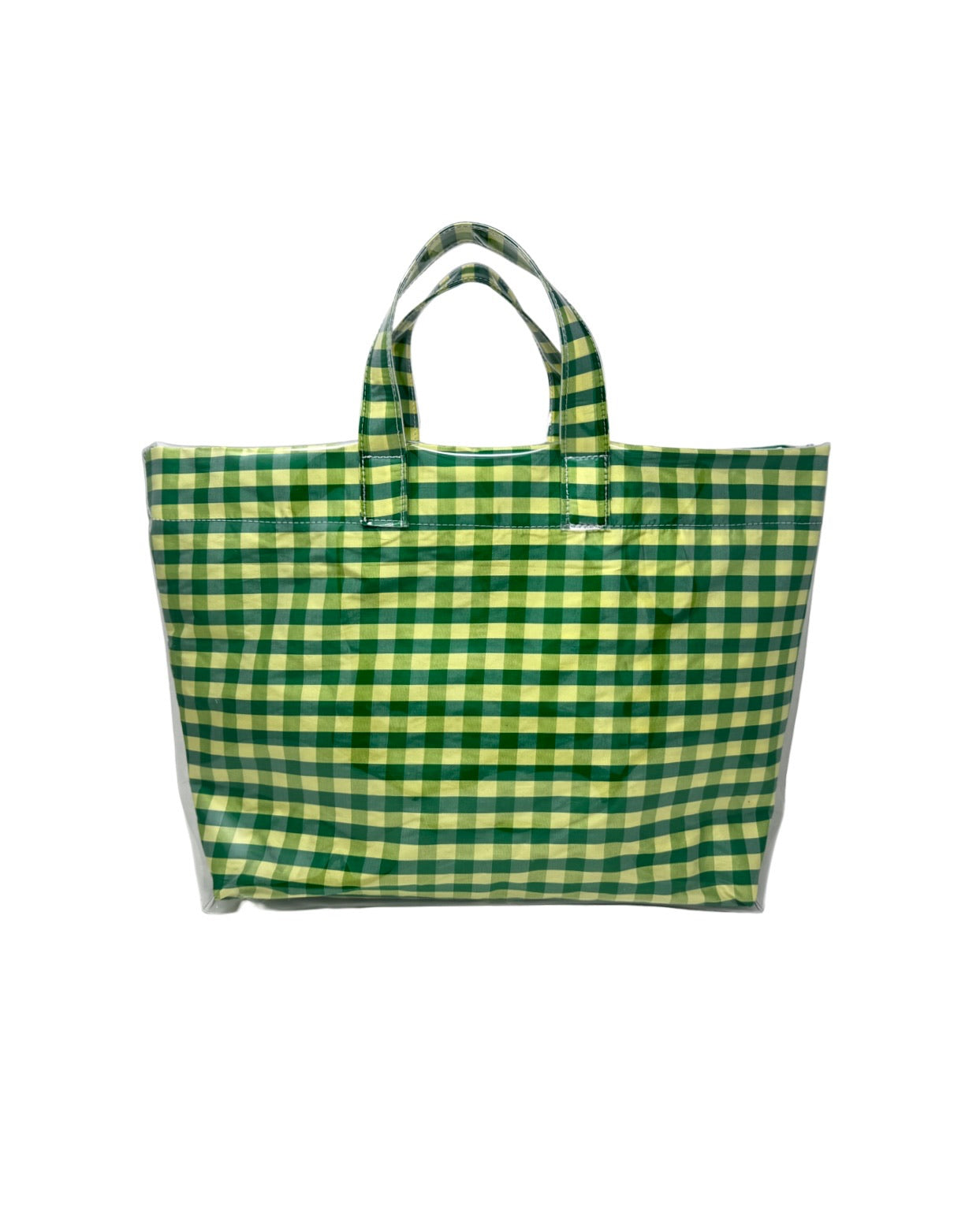PVC TOTE IN GINGHAM GREEN YELLOW