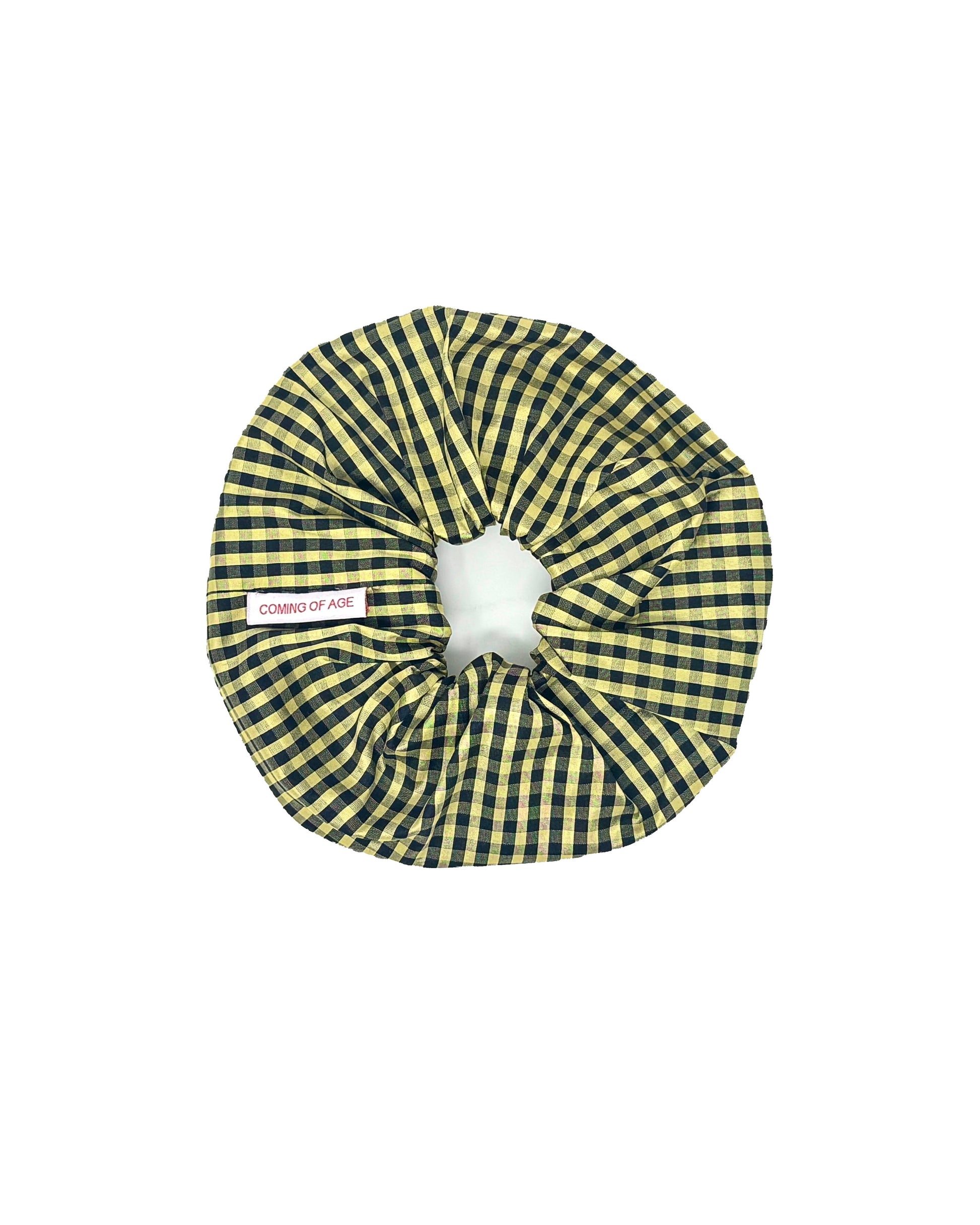 SCRUNCHIE IN GINGHAM BLACK TAN