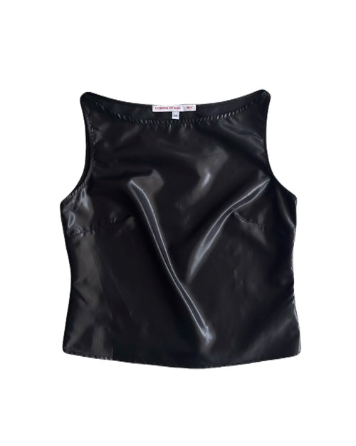 BOATNECK TOP IN BLACK TECH