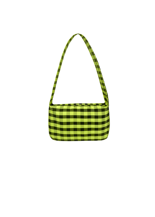 BAGUETTE BAG IN GINGHAM LIME BLACK