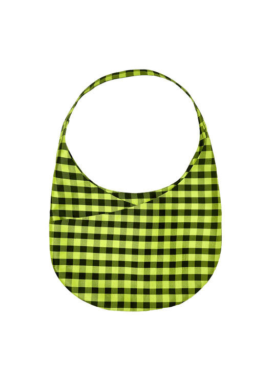 HOBO MINI BAG IN GINGHAM LIME BLACK