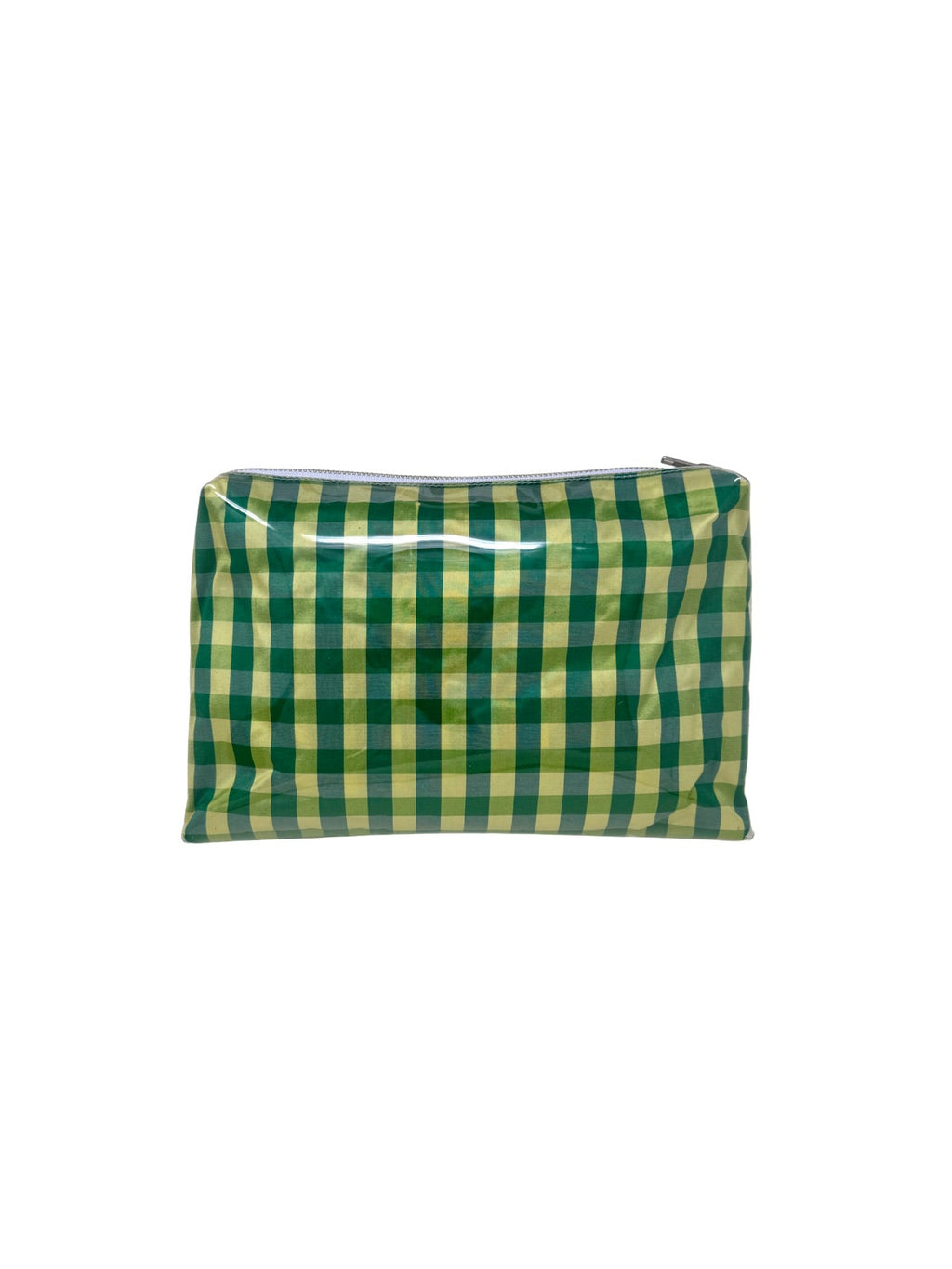 PVC POUCH IN GINGHAM GREEN YELLOW