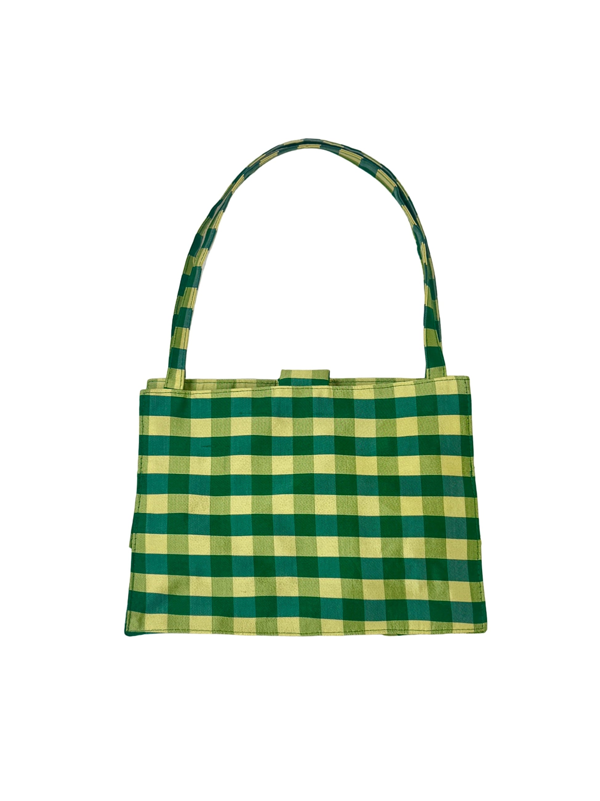 MINI LADY BAG IN GINGHAM GREEN YELLOW