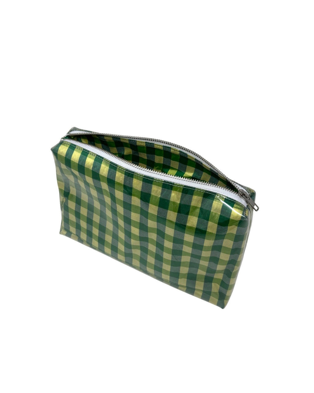 PVC POUCH IN GINGHAM GREEN YELLOW