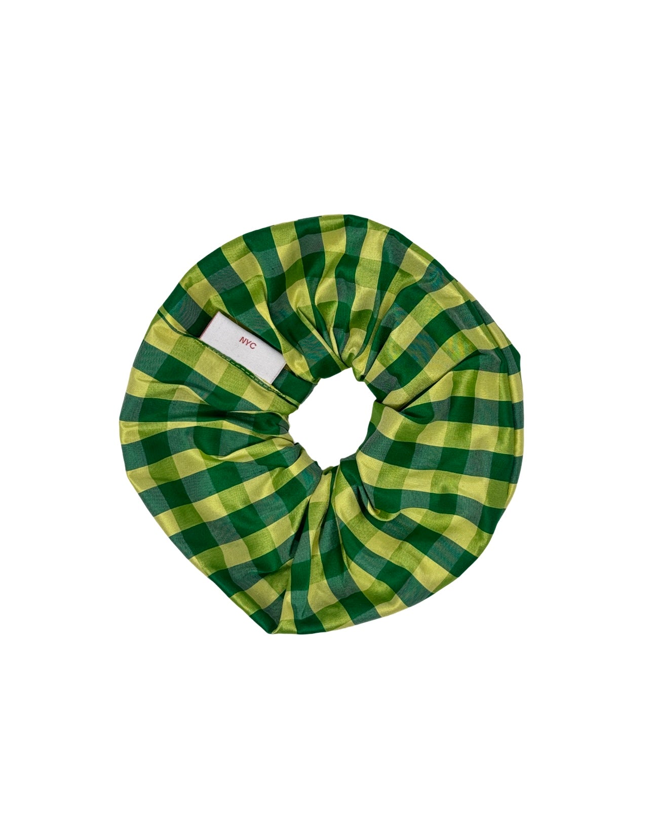 SCRUNCHIE IN GINGHAM GREEN YELLOW