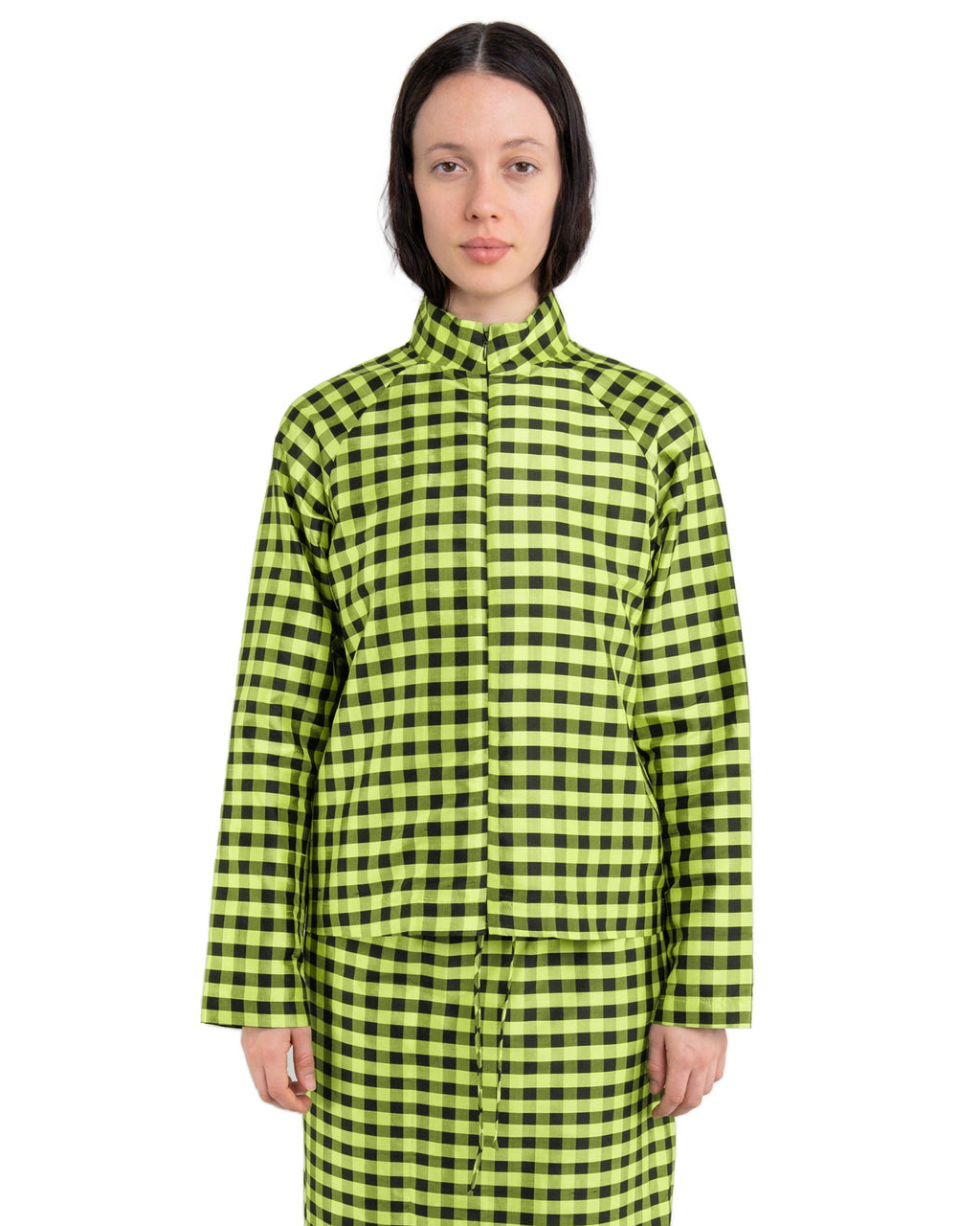 COA NYC | LIGHTWEIGHT BOMBER IN GINGHAM LIME BLACK