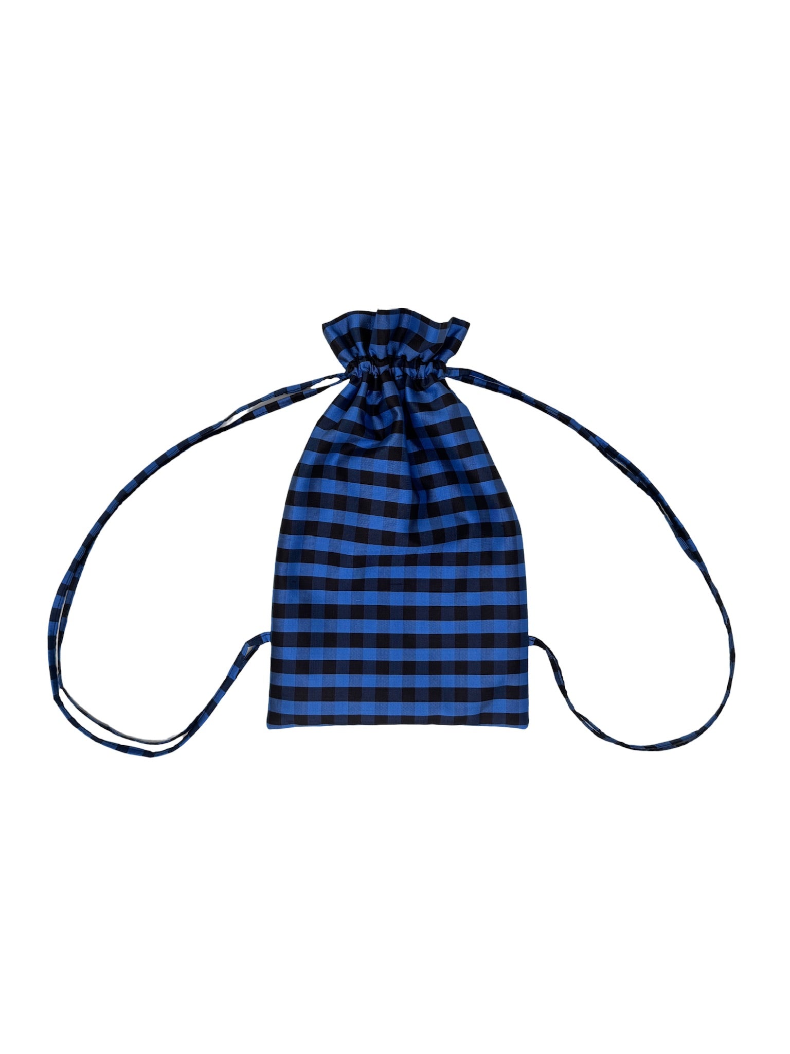 MINI BACKPACK IN GINGHAM BLUE BROWN