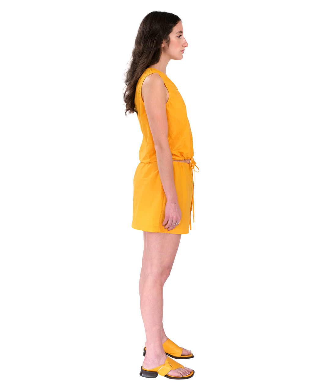 MINI SKIRT IN MUSTARD NYLON