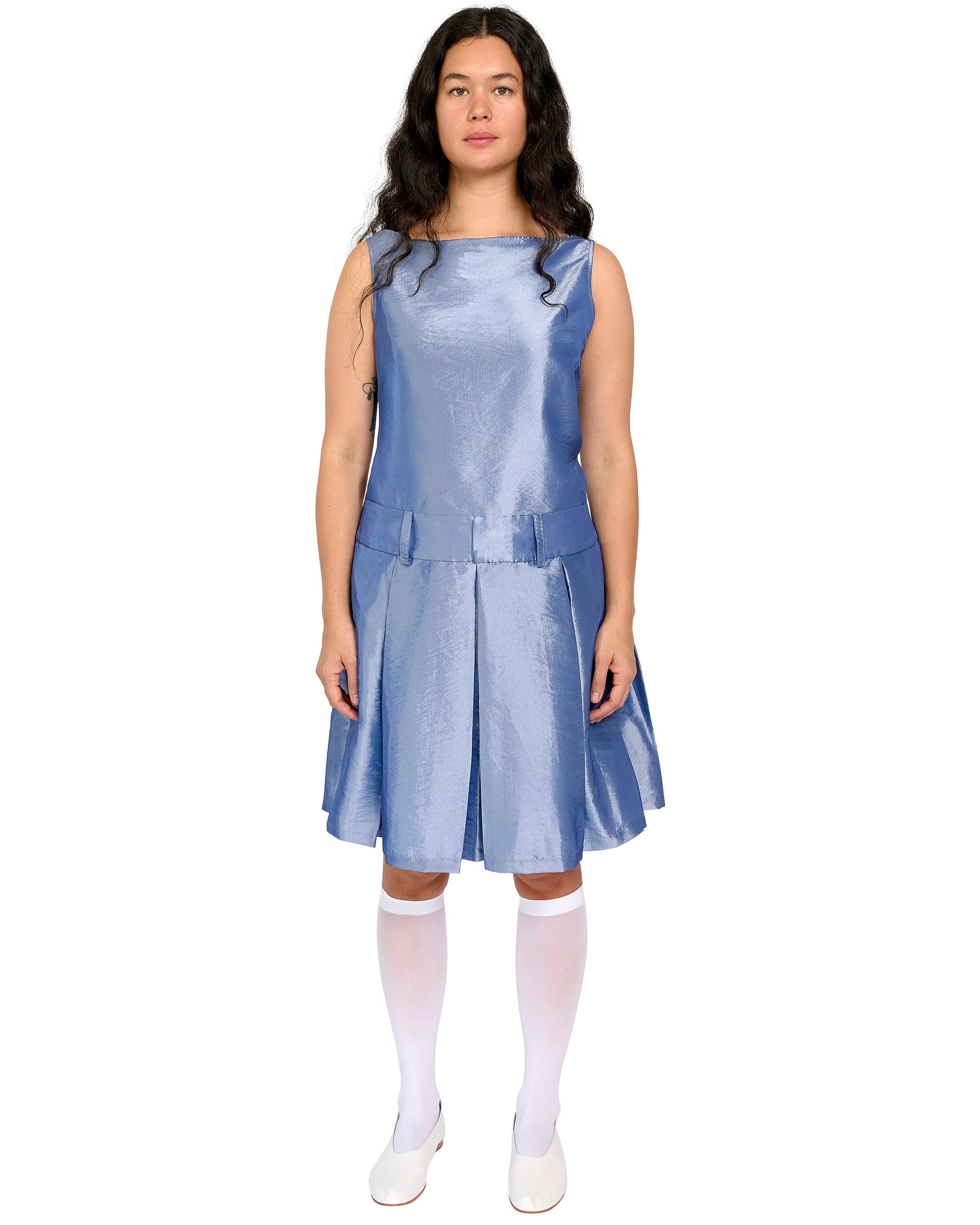COA NYC | PLEATED SKIRT IN BLUE SHIMMER