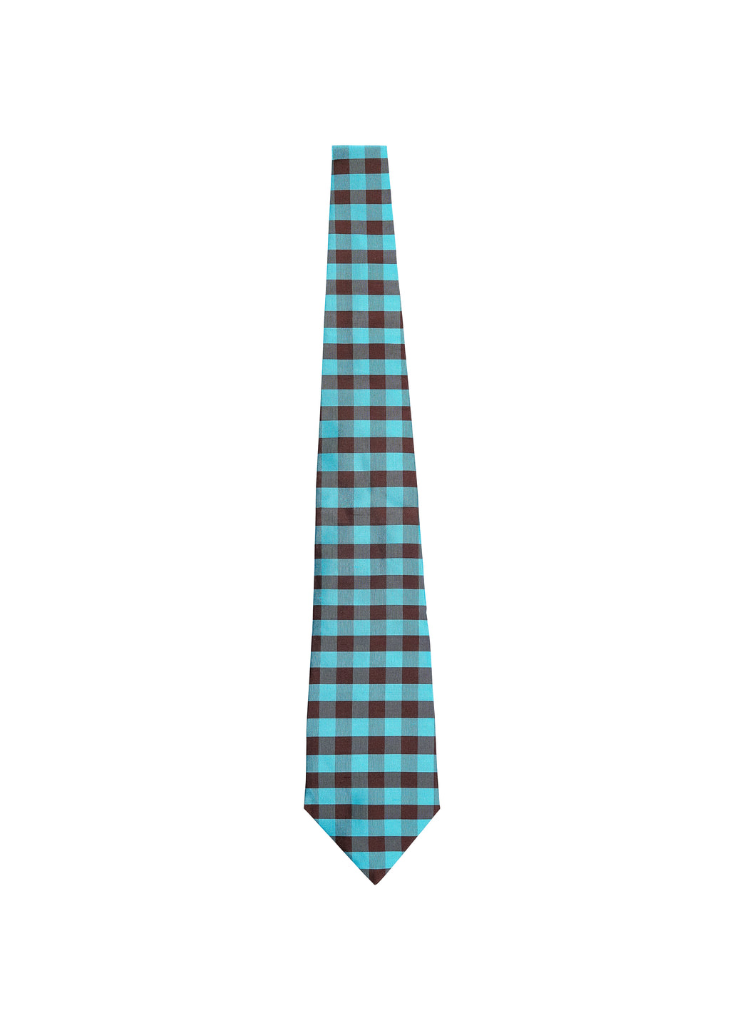 COA NYC TIE IN GINGHAM TURQUOISE BROWN