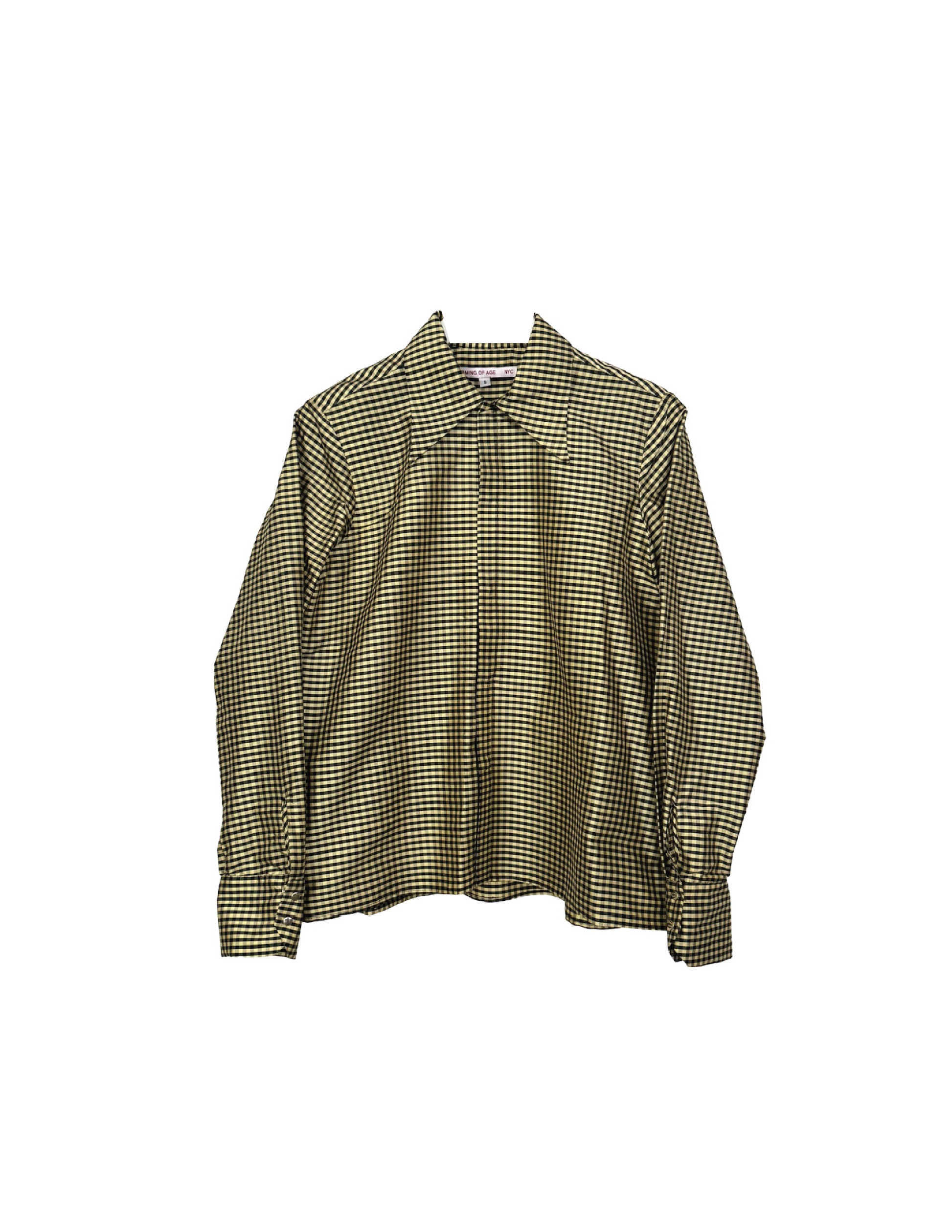 SNAP DOWN SHIRT IN GINGHAM BLACK TAN