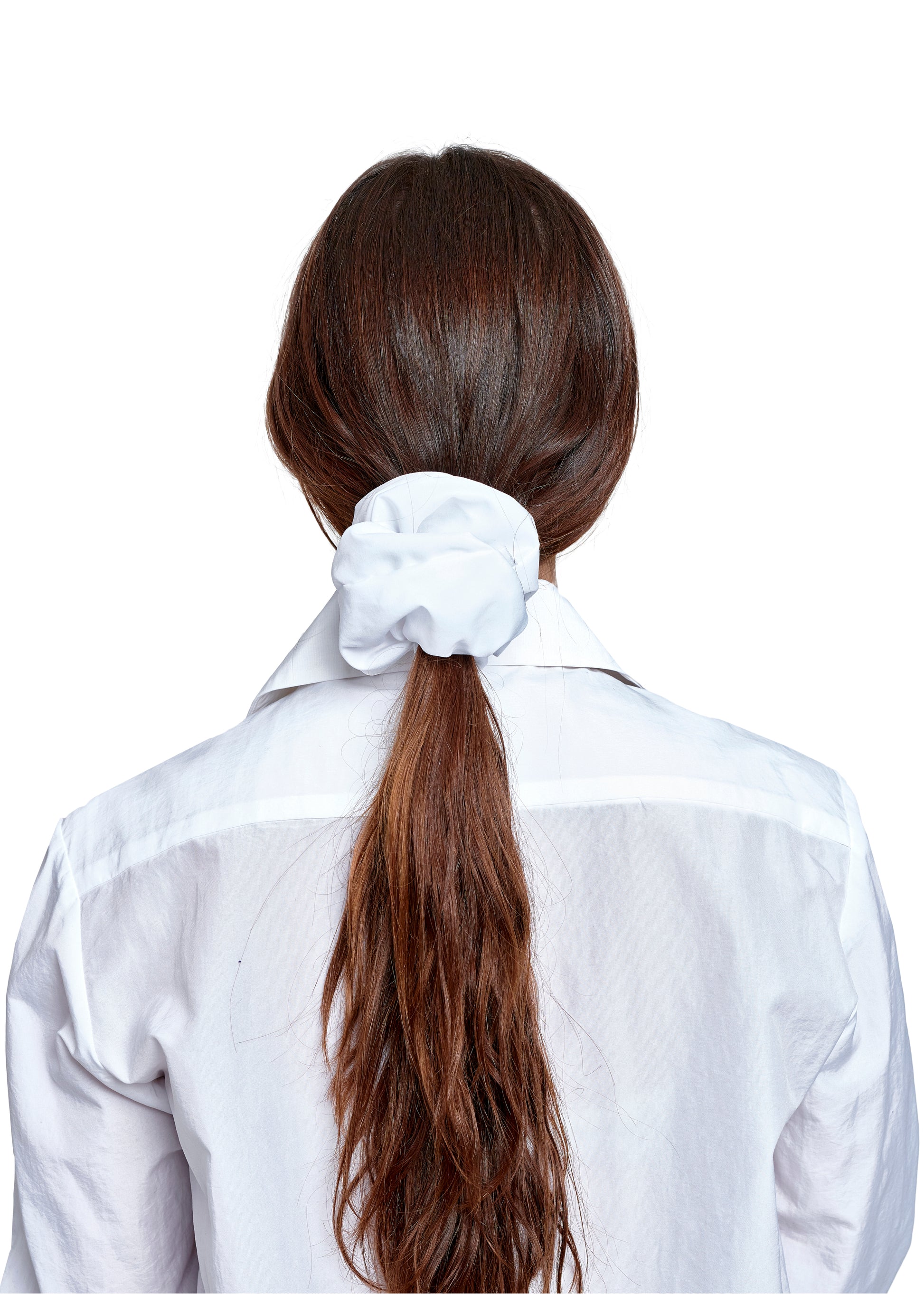WHITE NYLON SCRUNCHIE
