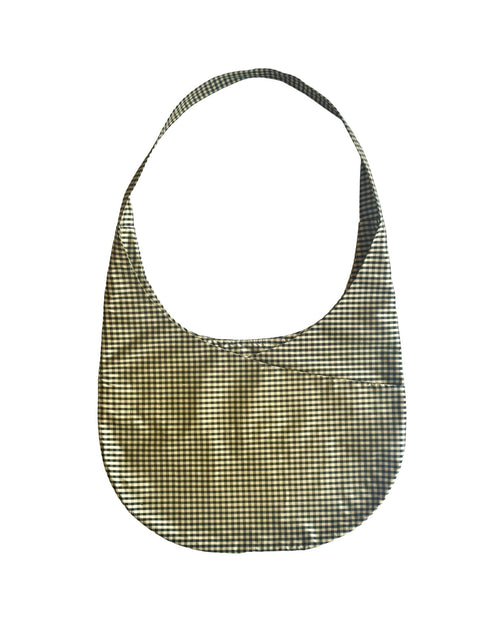 HOBO CROSSBODY BAG IN GINGHAM BLACK TAN