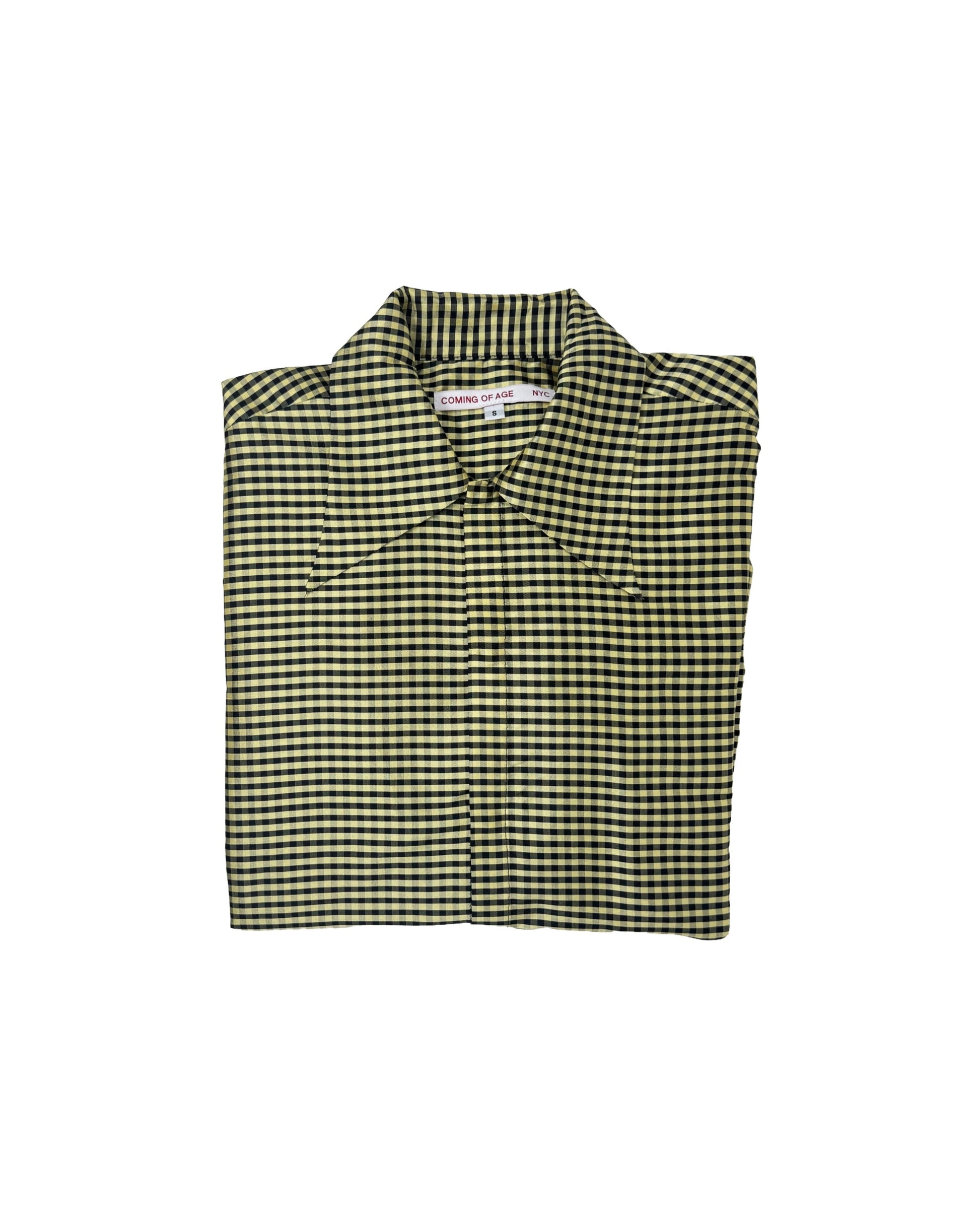 SNAP DOWN SHIRT IN GINGHAM BLACK TAN