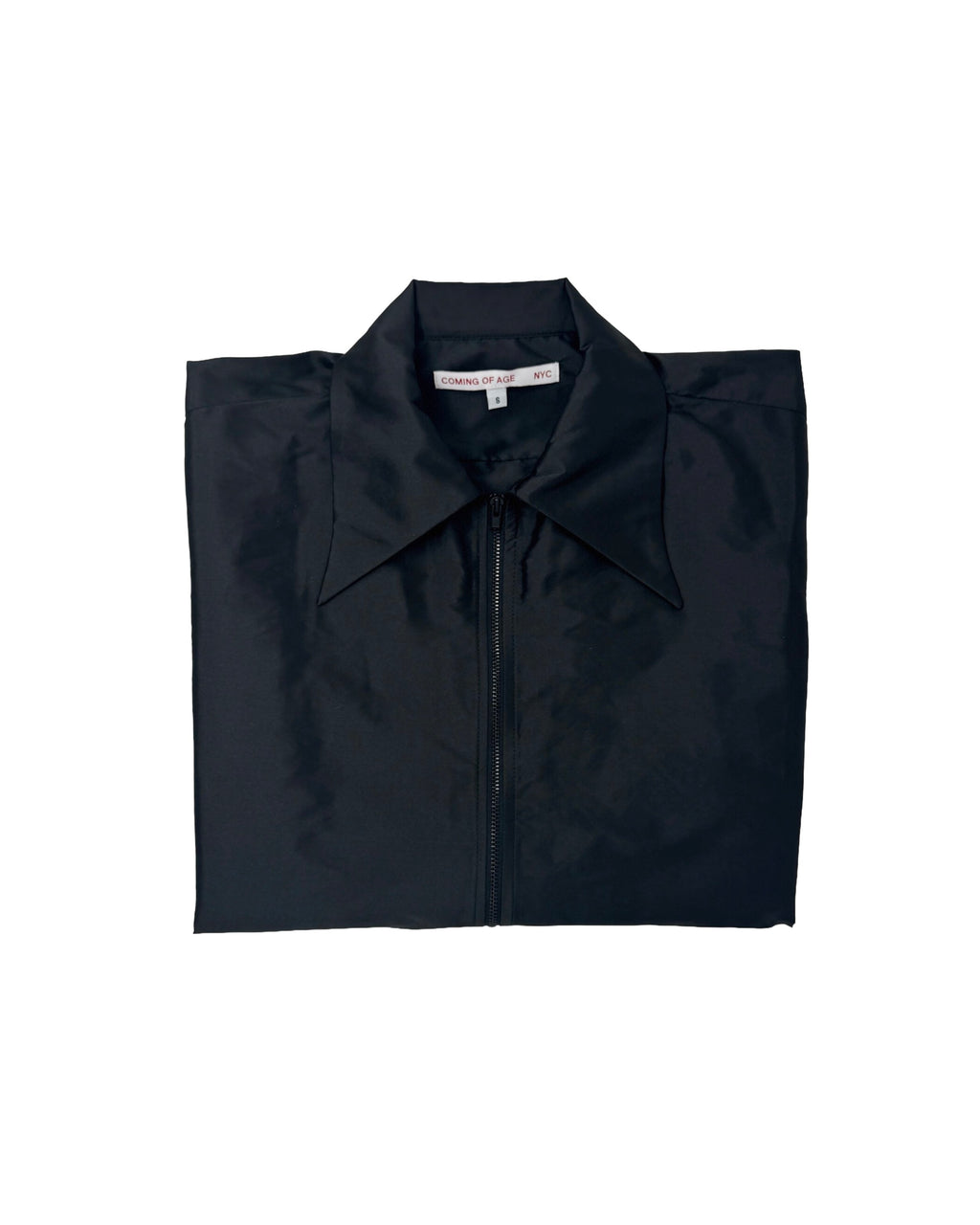 SS ZIP DOWN SHIRT IN BLACK SILK