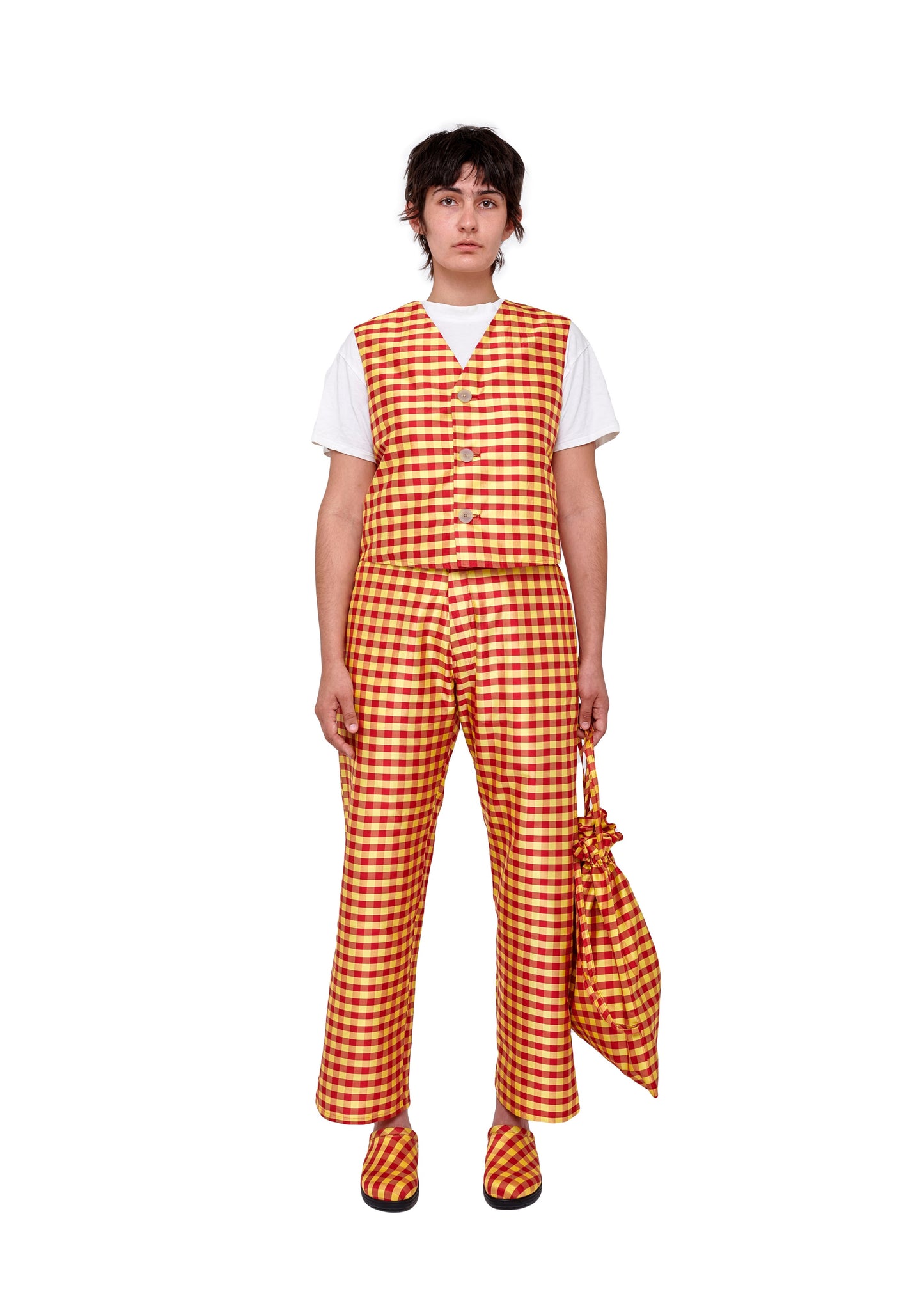 Gingham Red Yellow Vest