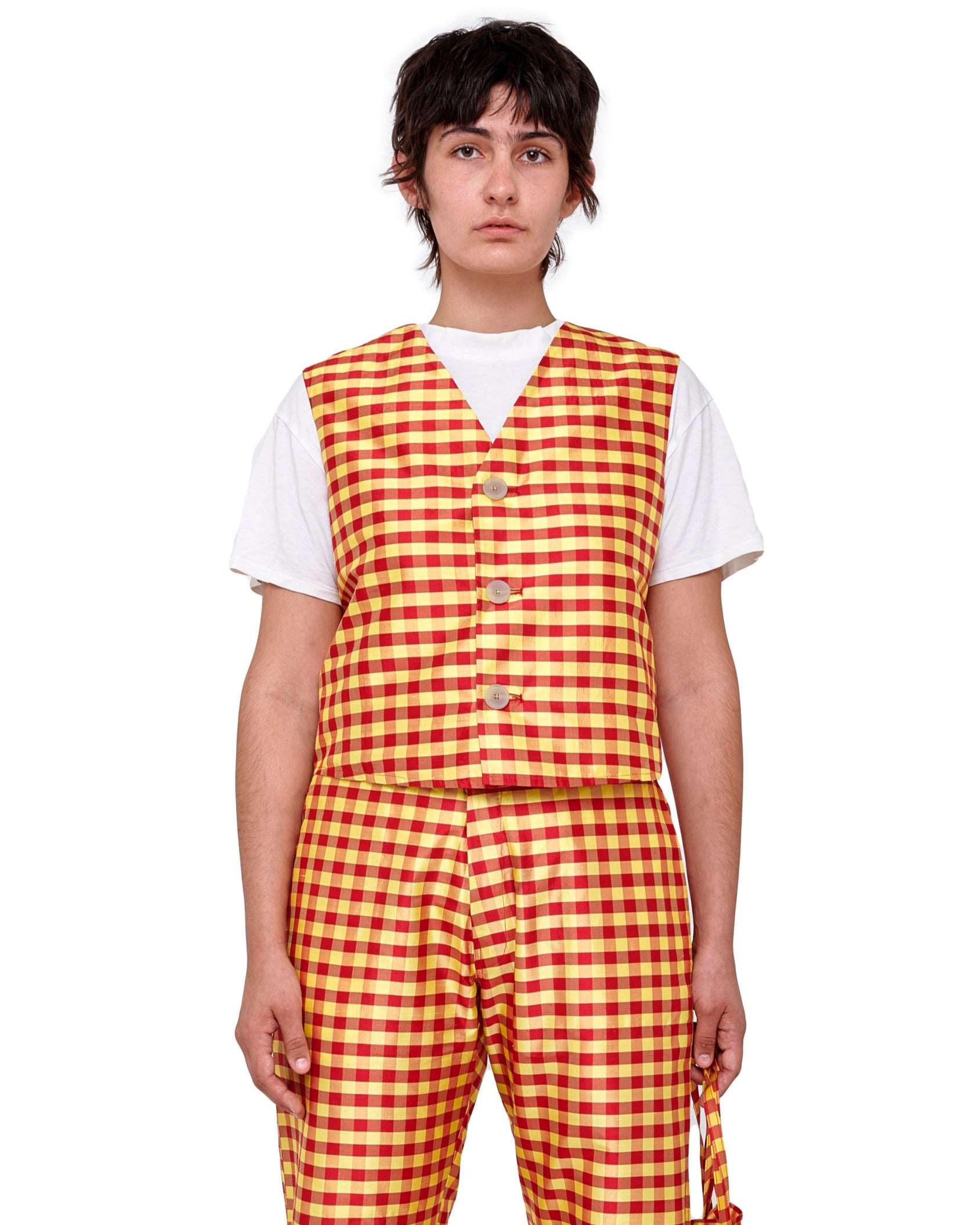 Gingham Red Yellow Vest
