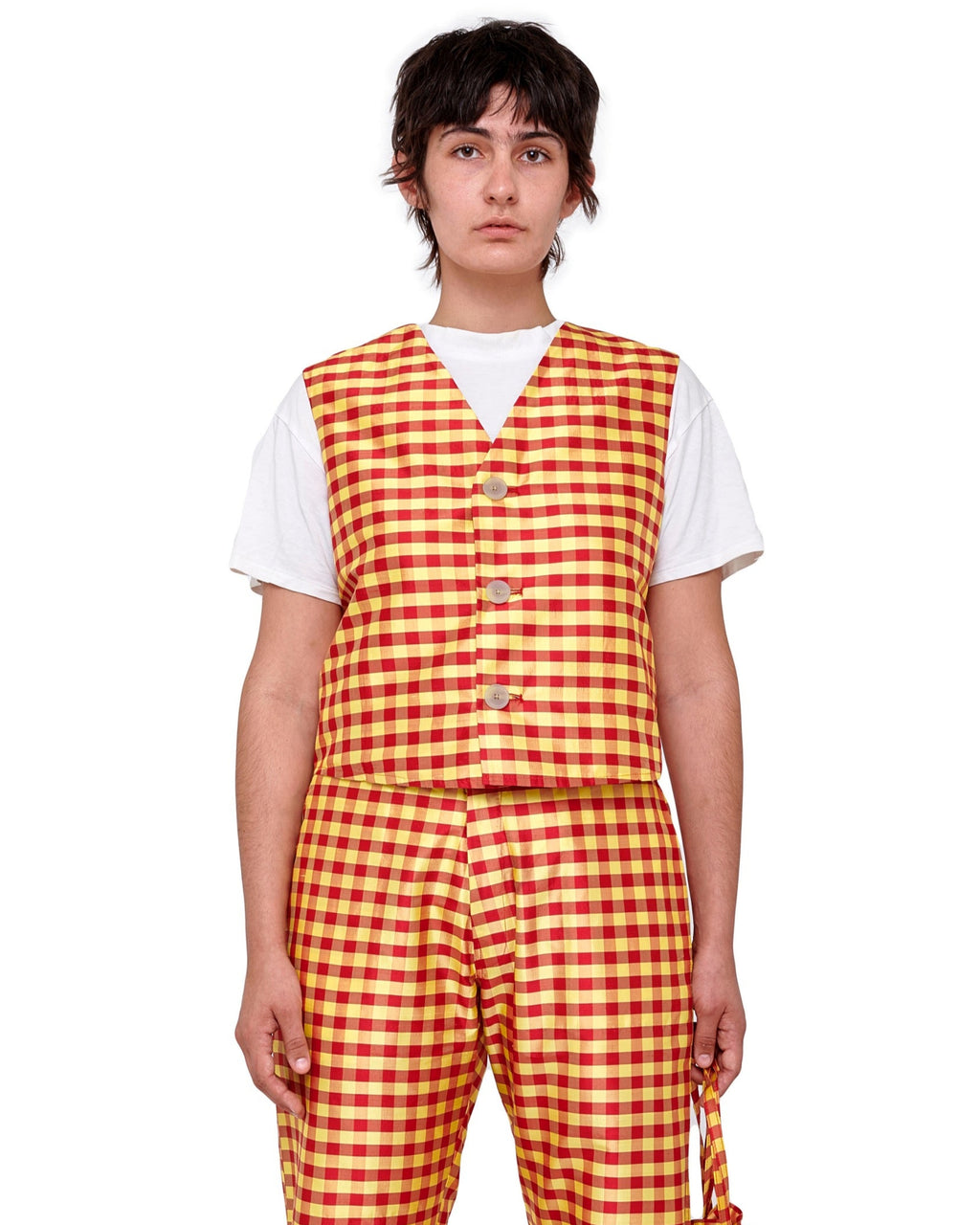 Gingham Red Yellow Vest