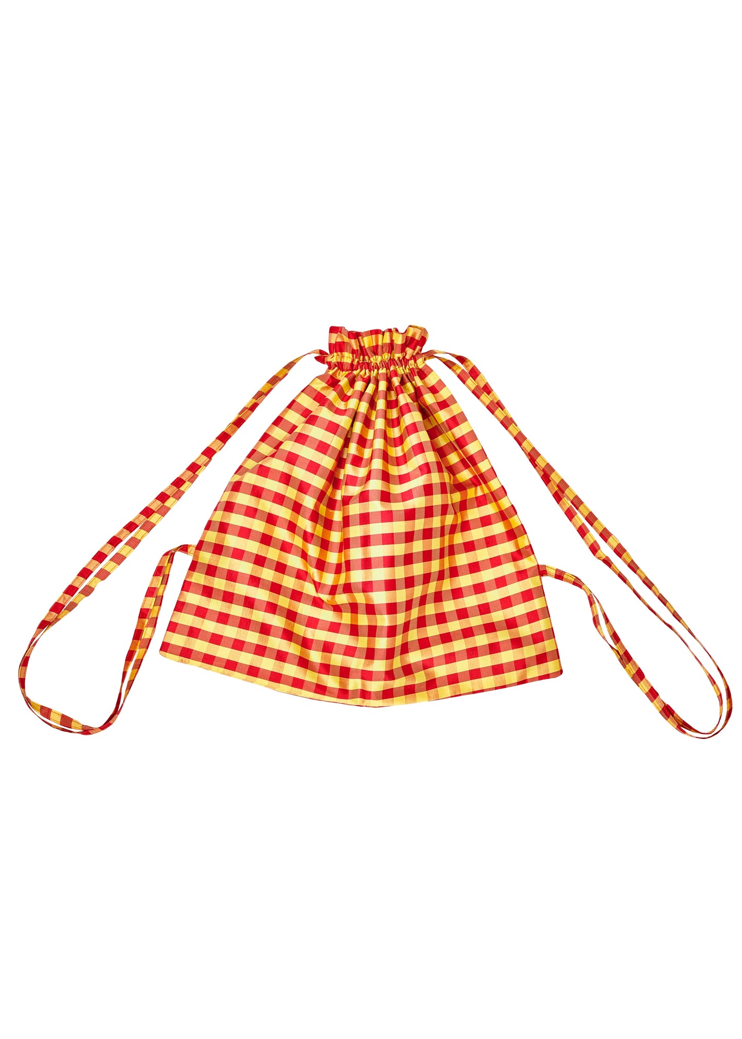 Gingham Red Yellow XL Drawstring Backpack