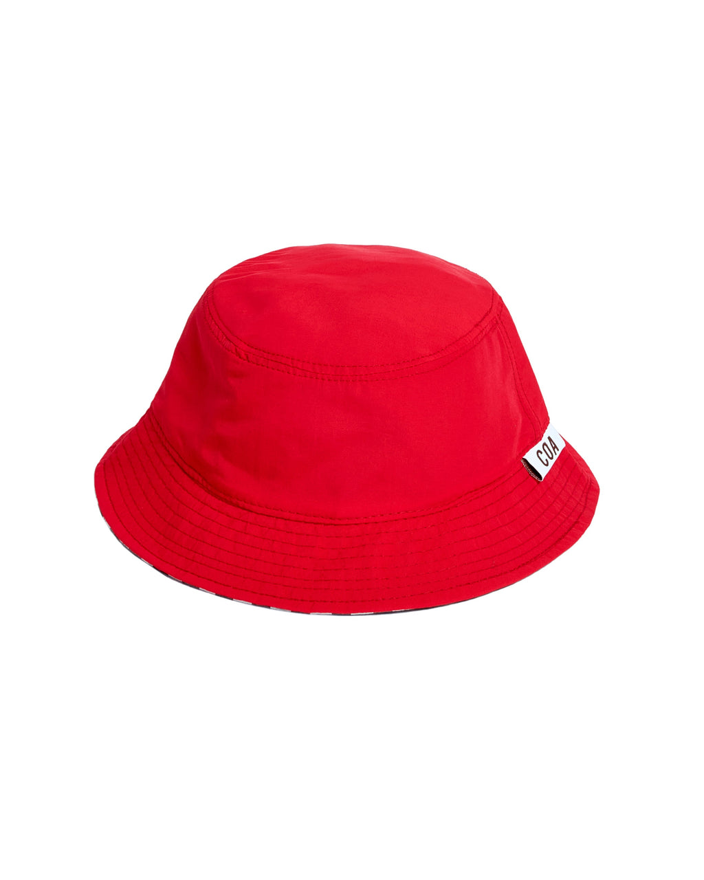 REVERSIBLE RED & GINGHAM BROWN/IVORY BUCKET HAT
