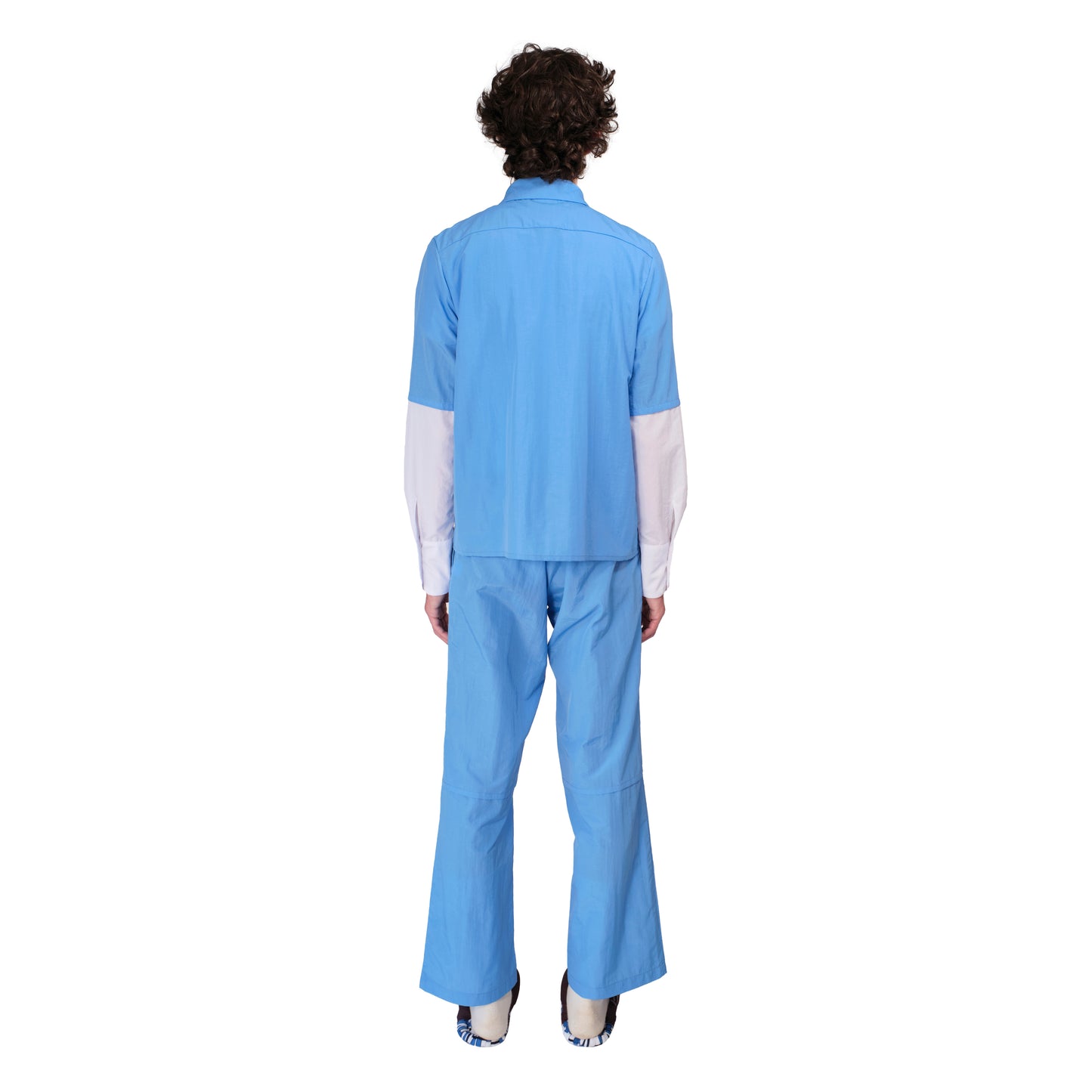 Blue Nylon Combo Zip Shirt