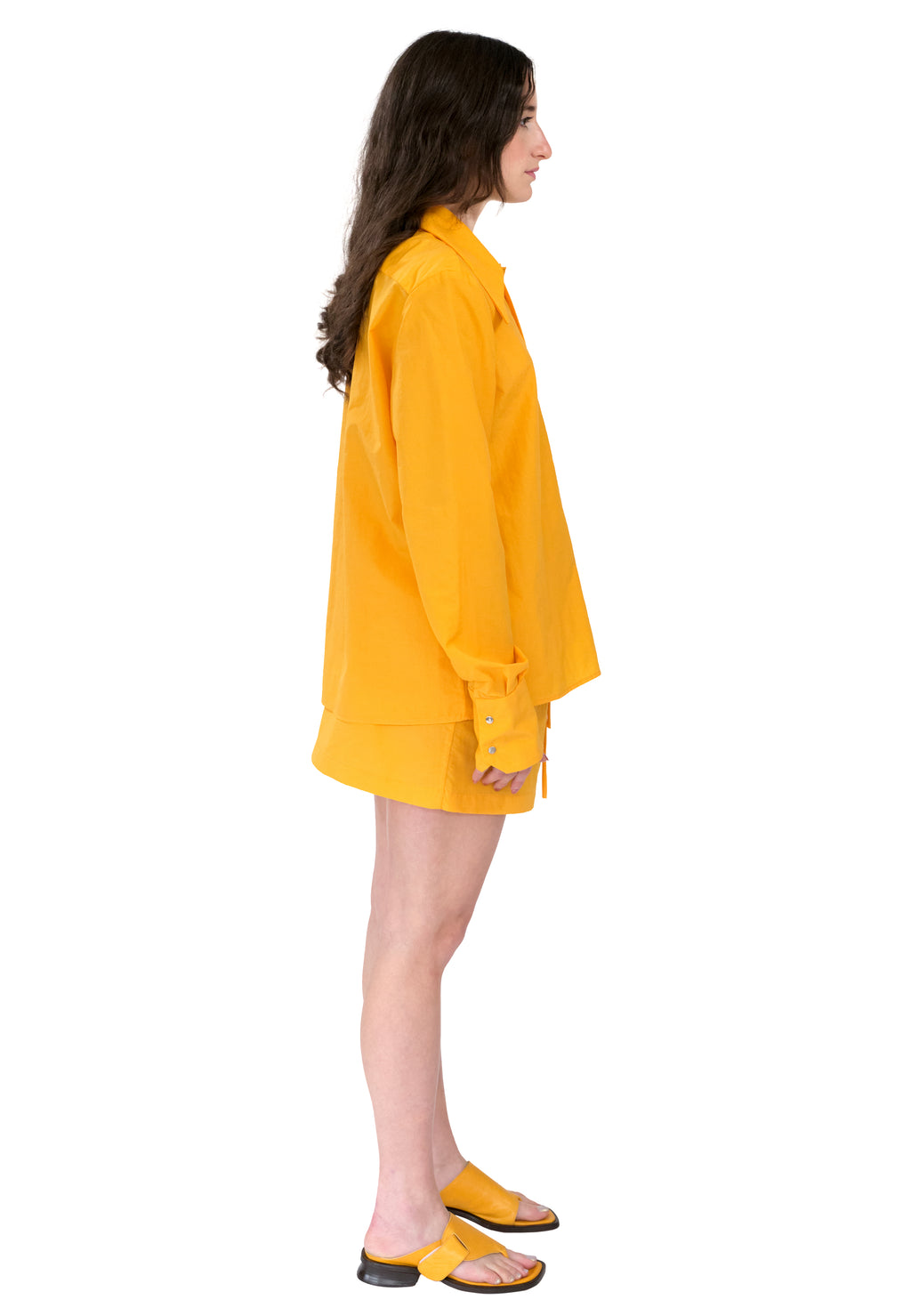 SNAP DOWN SHIRT IN MUSTARD NYLON
