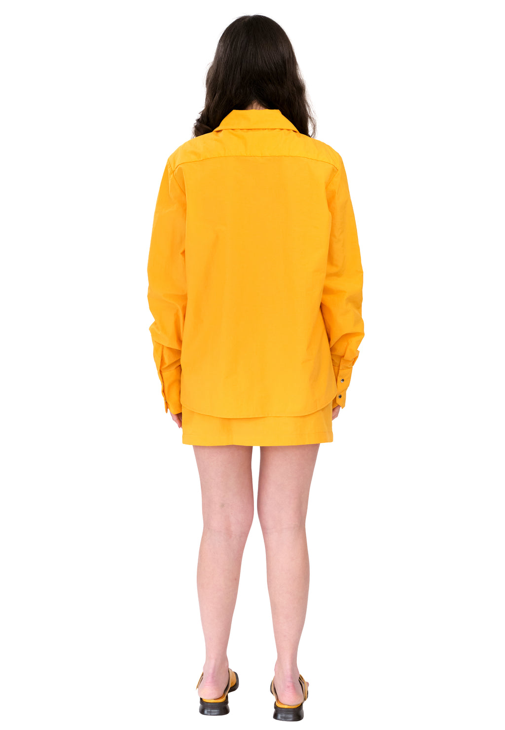 SNAP DOWN SHIRT IN MUSTARD NYLON